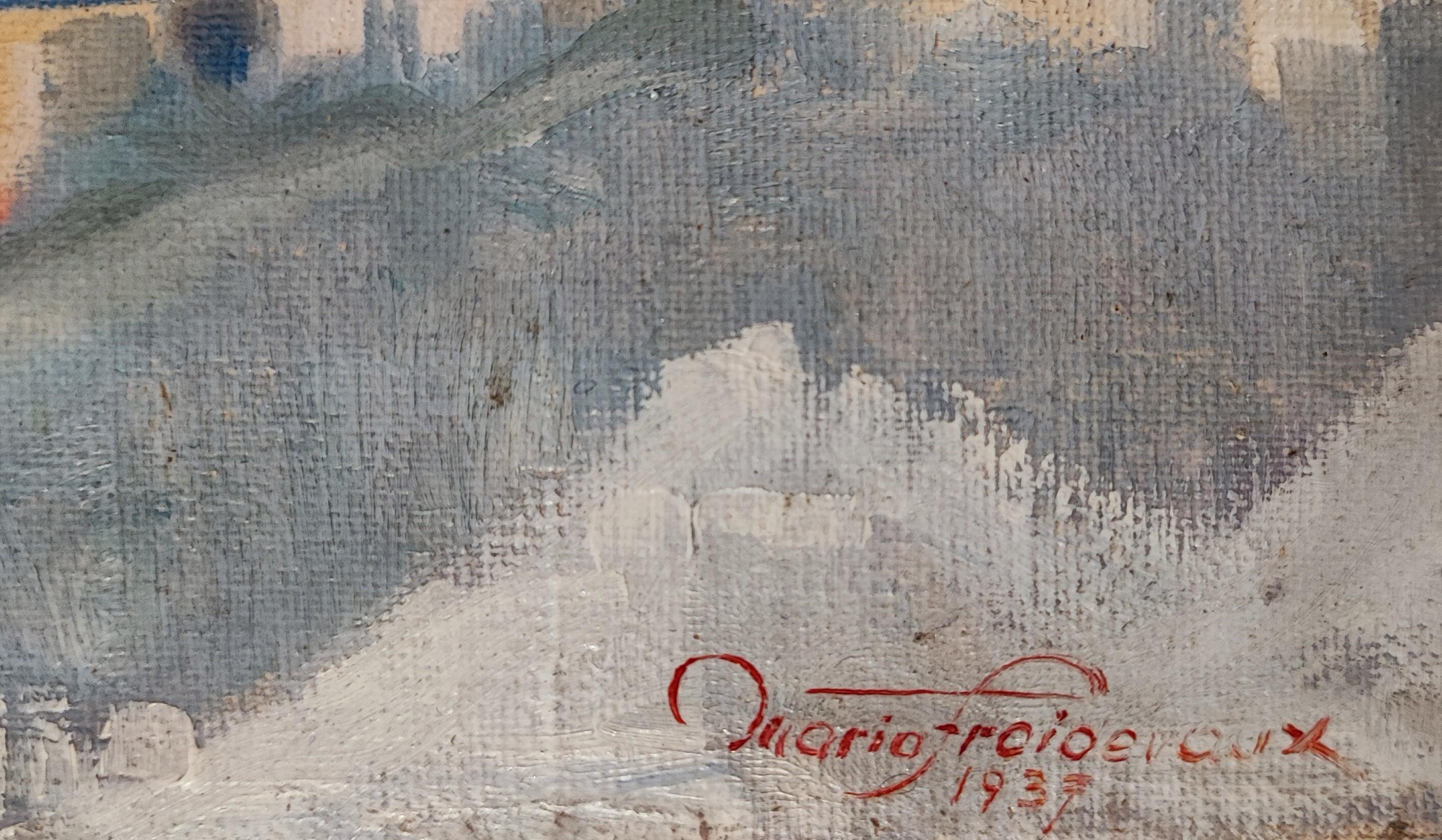 Am Ende des Sees (Grau), Landscape Painting, von Mario Froidevaux