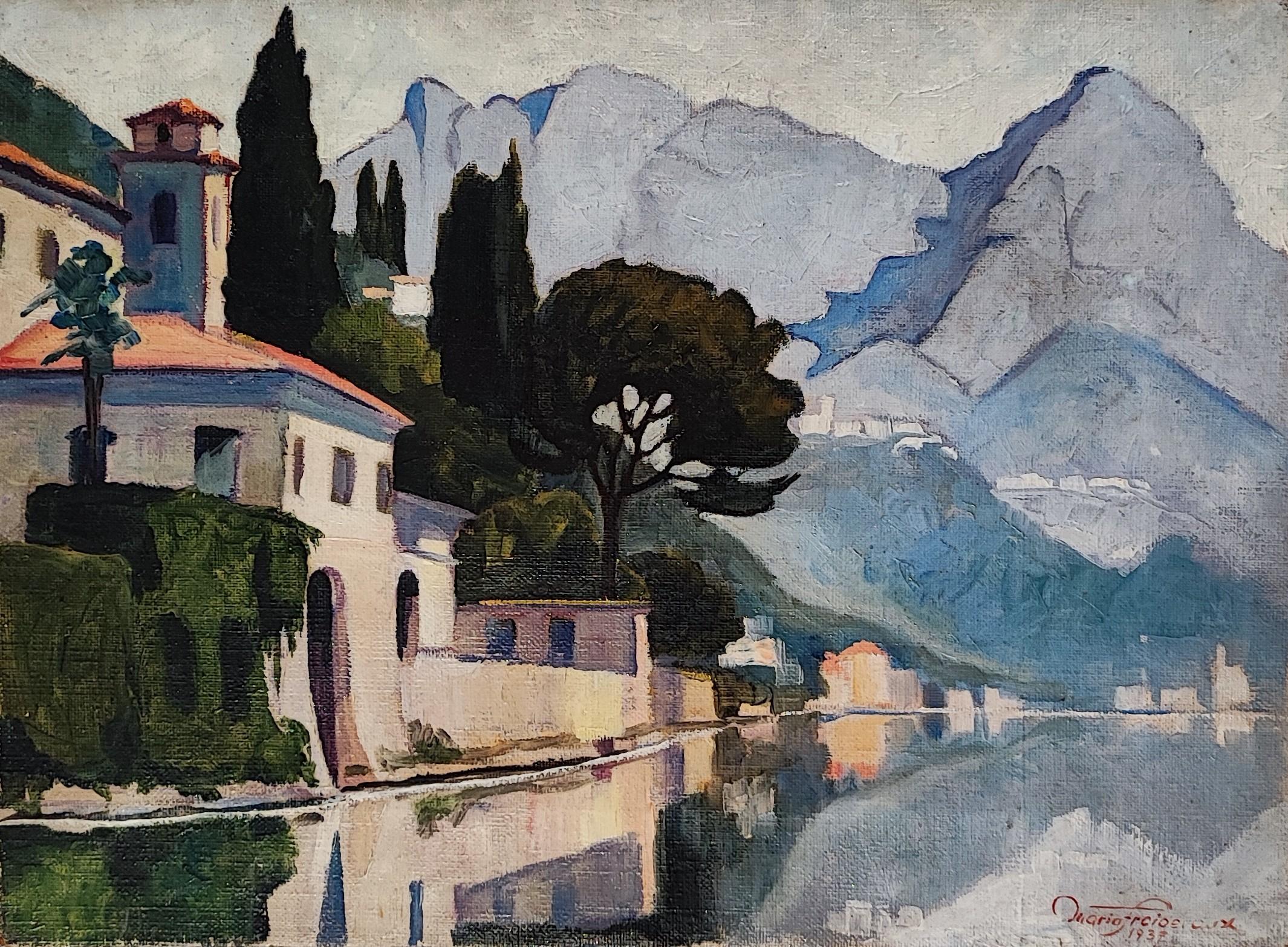 Mario Froidevaux Landscape Painting – Am Ende des Sees