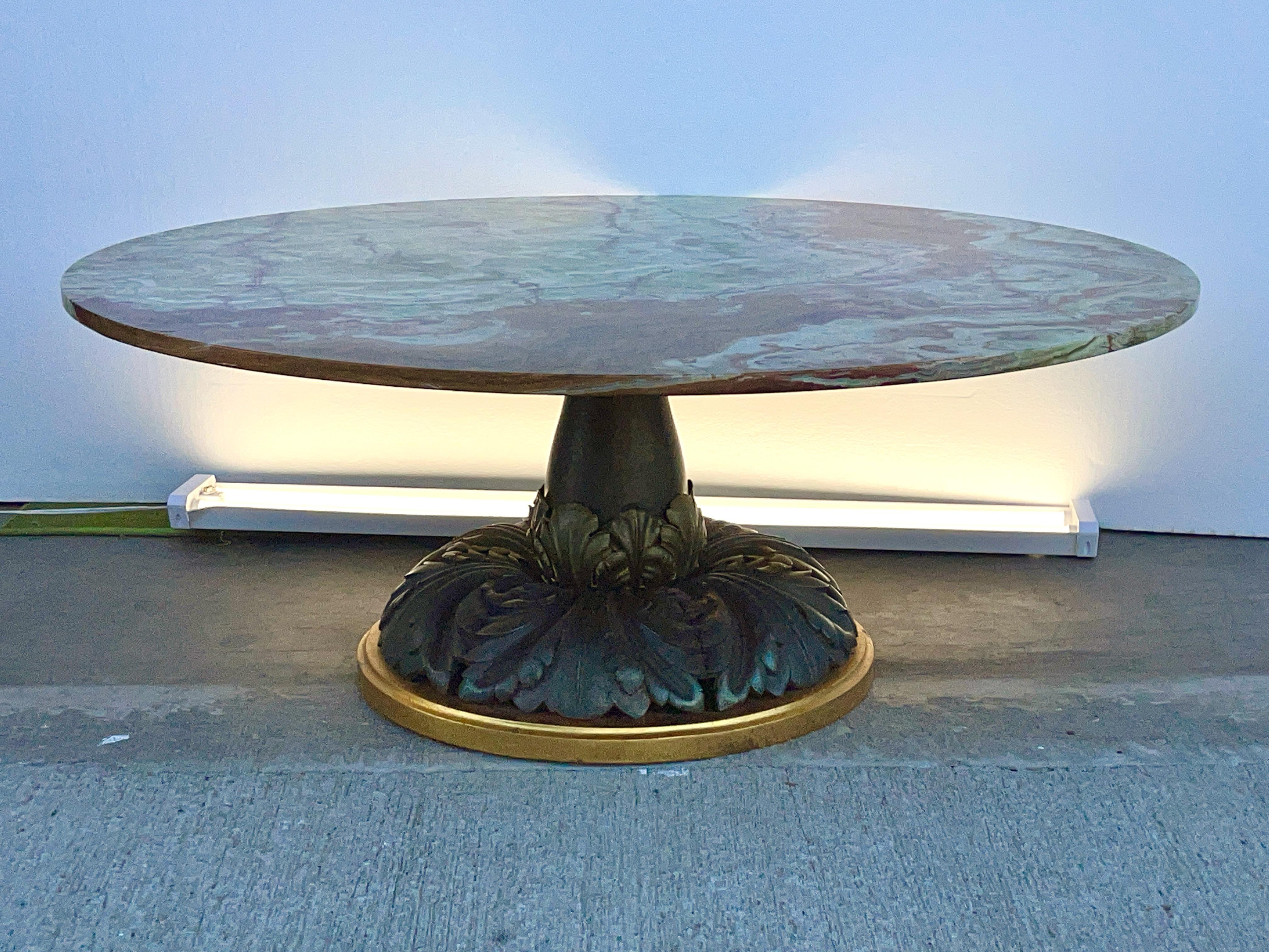 Mario Genovese Table Cocktail Onyx & Bronze doré en vente 3