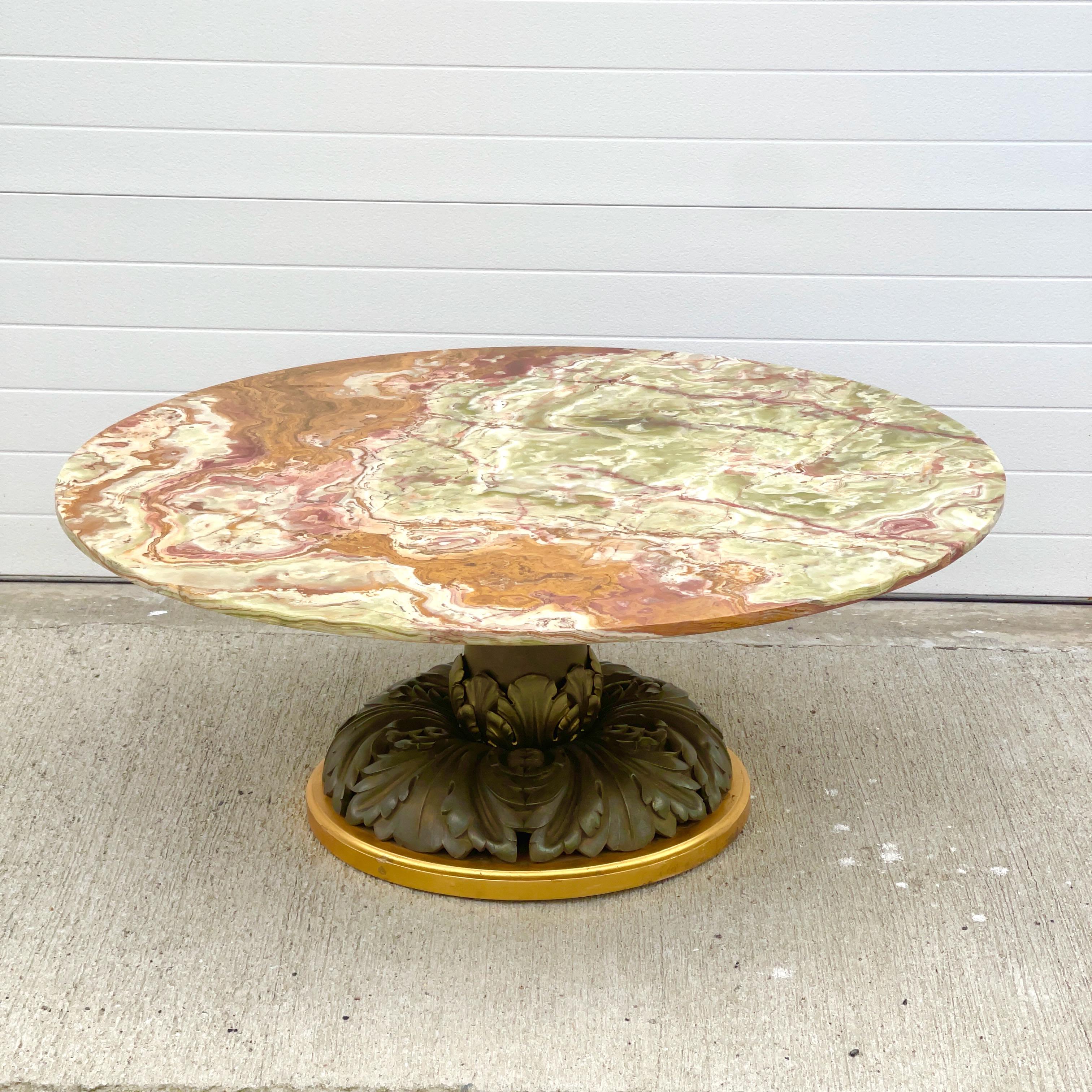italien Mario Genovese Table Cocktail Onyx & Bronze doré en vente