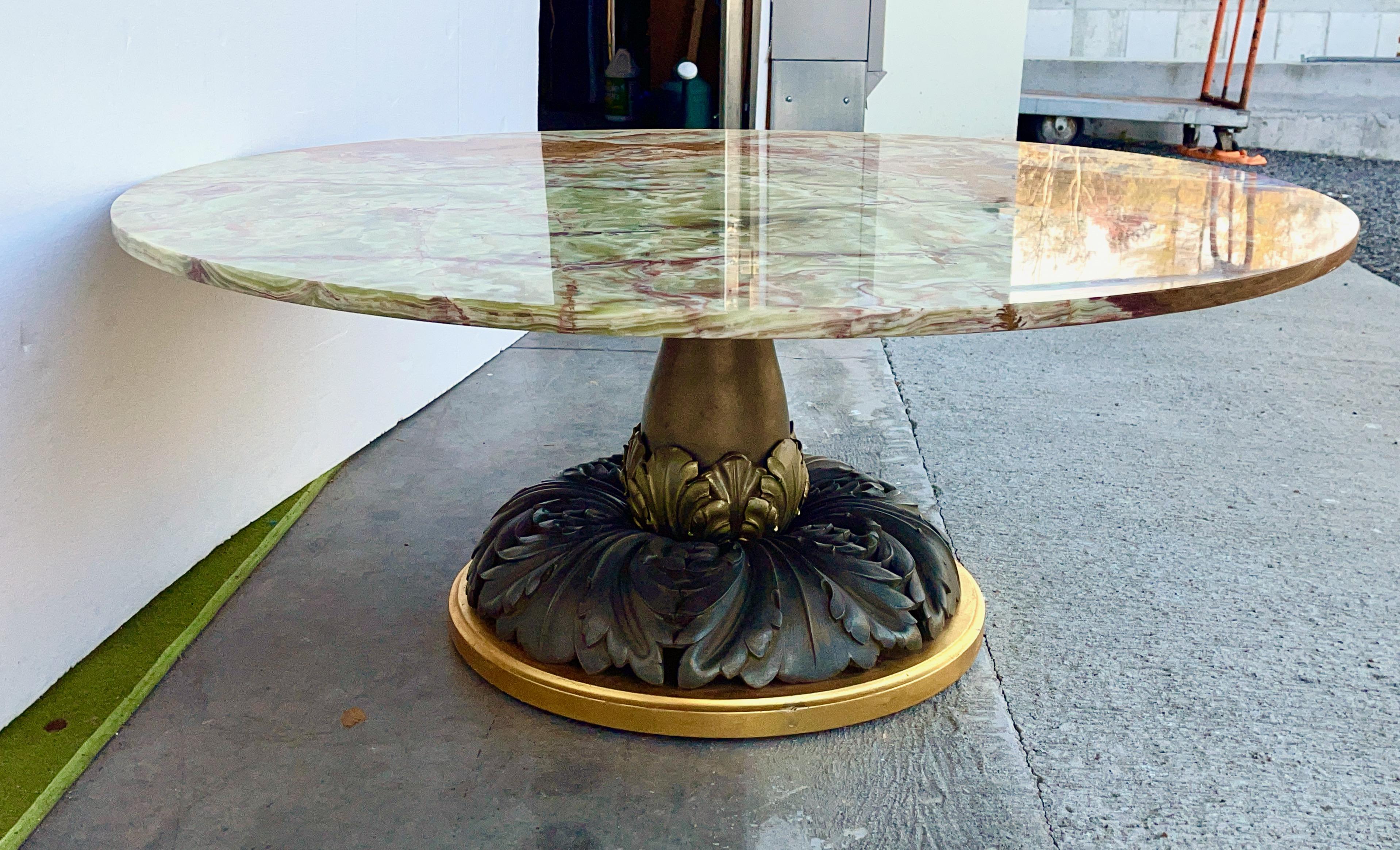 Mario Genovese Table Cocktail Onyx & Bronze doré en vente 2