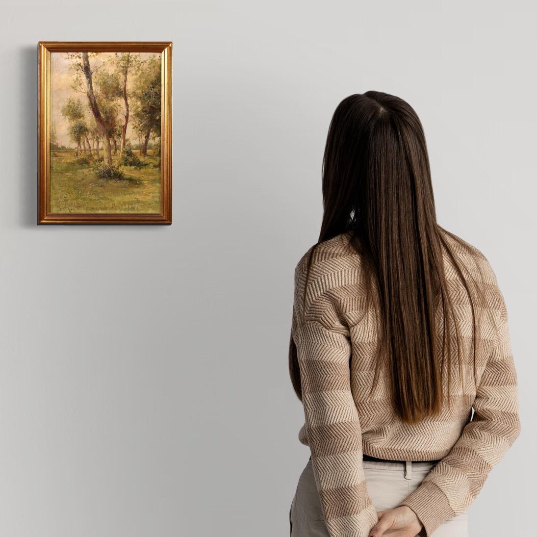 20. Jahrhundert Öl auf Karton Italienisch Signiert M. Gheduzzi Landschaftsgemälde, 1940 (Brown), Figurative Painting, von Mario Gheduzzi