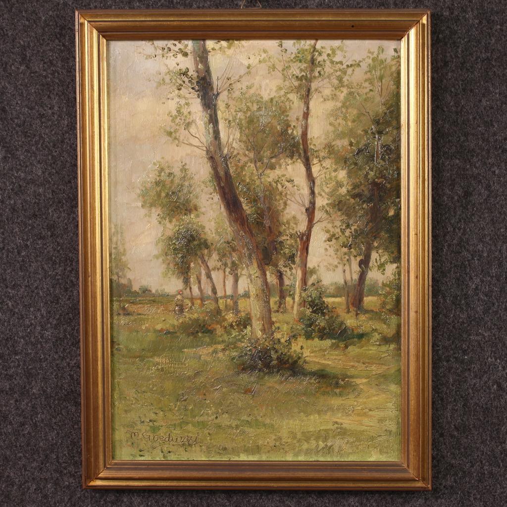 20. Jahrhundert Öl auf Karton Italienisch Signiert M. Gheduzzi Landschaftsgemälde, 1940