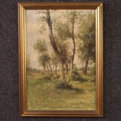 20e siècle Huile sur carton Italienne signée M. Gheduzzi Peinture de paysage, 1940
