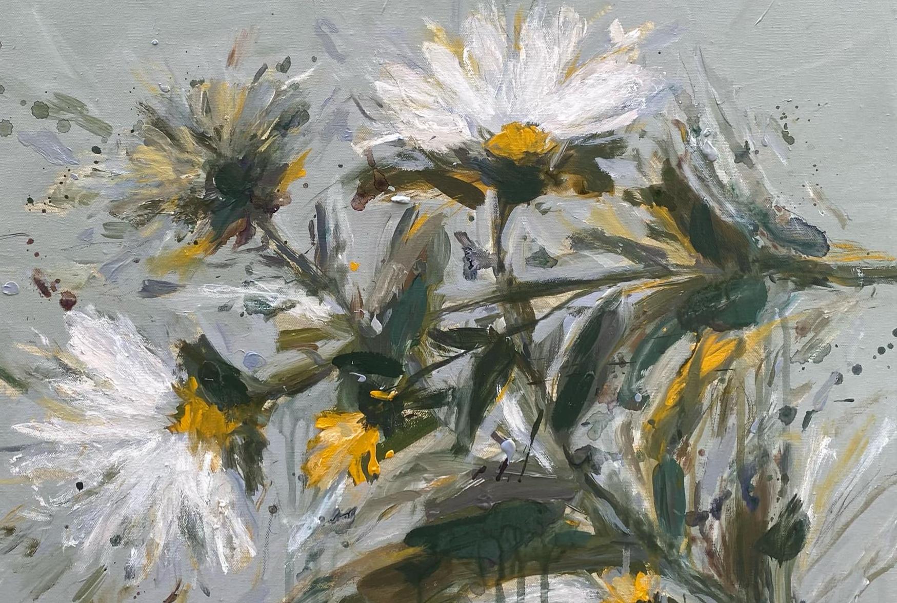 Jardín de primavera 1  Óleo sobre Lienzo Abstracto Floral Artista Cubano  20