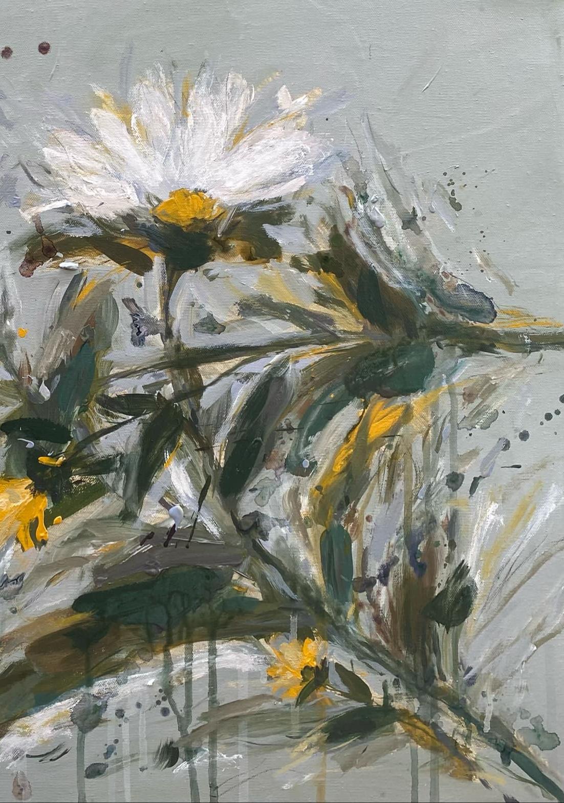 Jardín de primavera 1  Óleo sobre Lienzo Abstracto Floral Artista Cubano  20