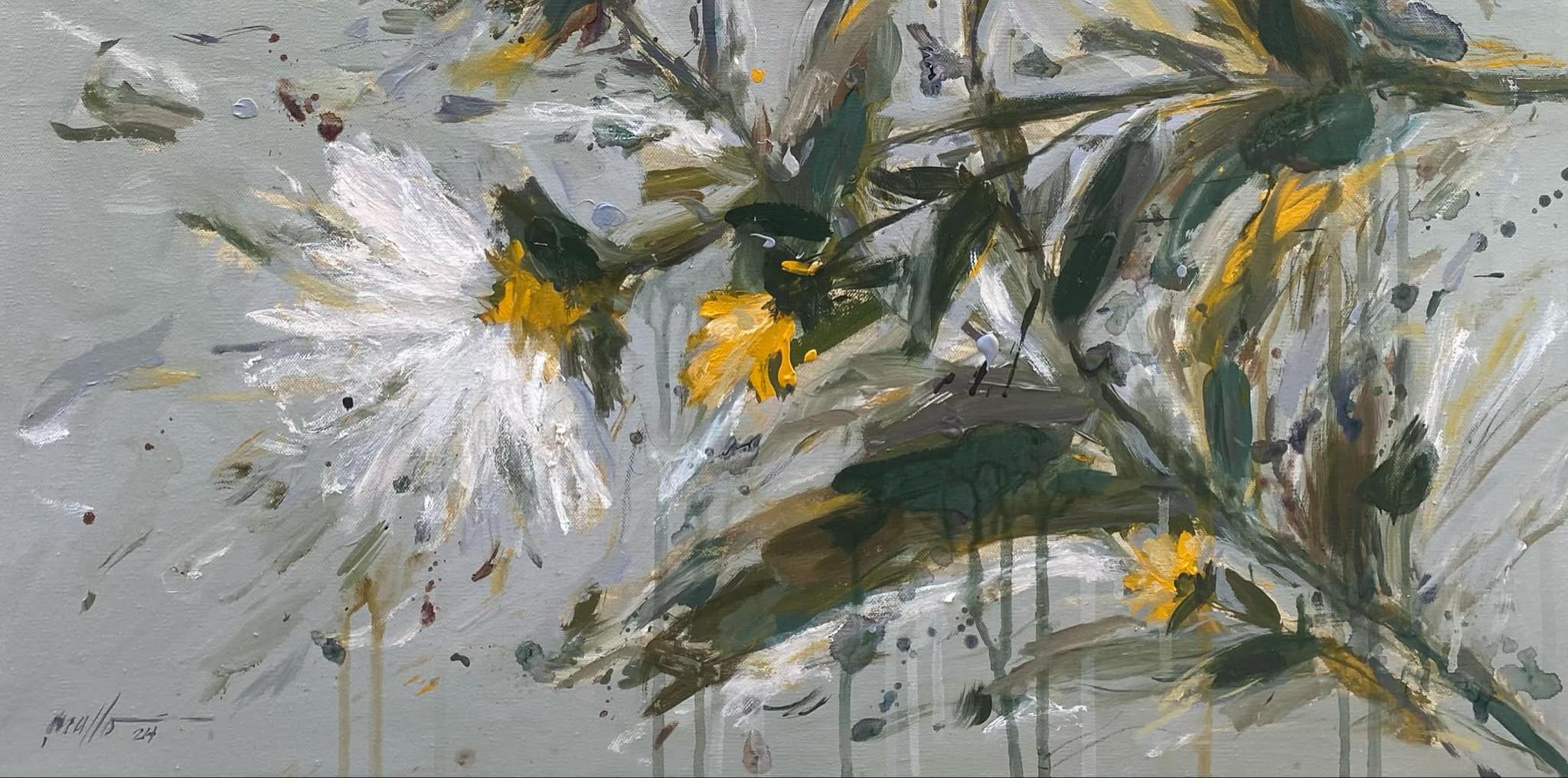 Mario González (MALLO)
Serie Jardín de Primavera Artista Cubano 
Manchas de color y pinceladas sueltas conforman un tipo de paisaje contemporáneo, en el que rompe con las pautas del paisaje convencional y se adentra en un paisaje totalmente
