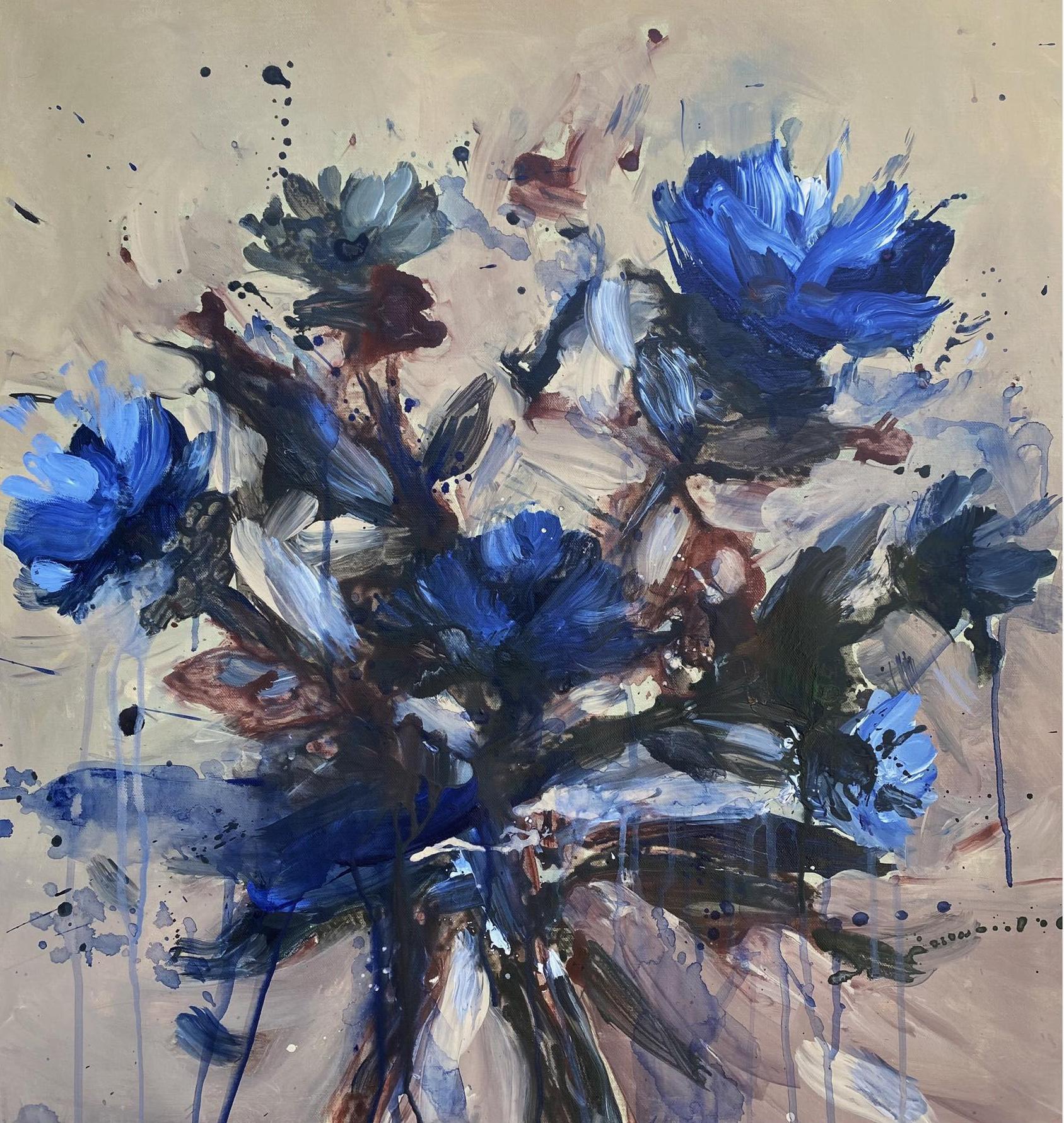 Jardín de primavera 2 Óleo sobre lienzo Abstracto floral Artista cubano  20
