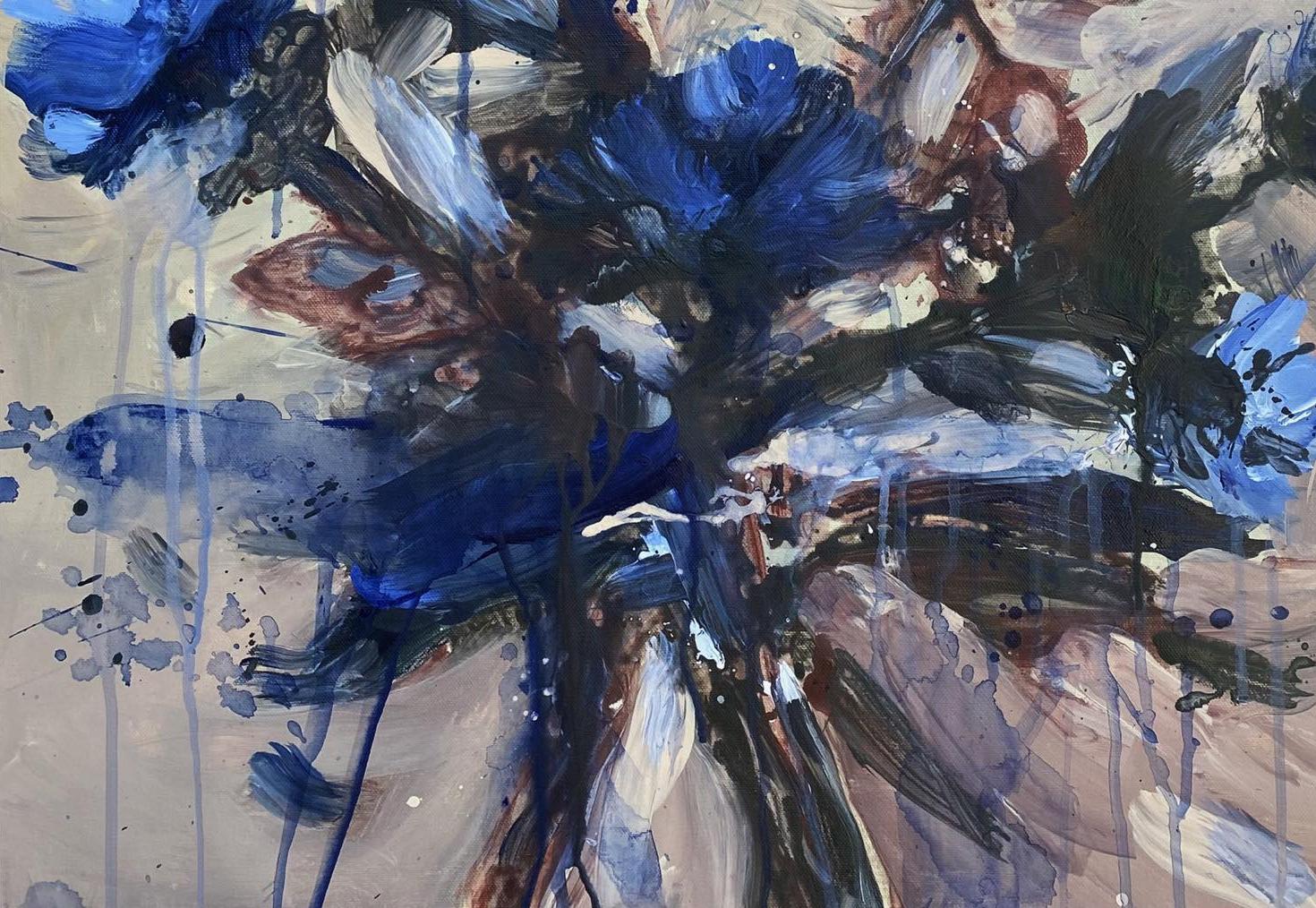 Jardín de primavera 2 Óleo sobre lienzo Abstracto floral Artista cubano  20
