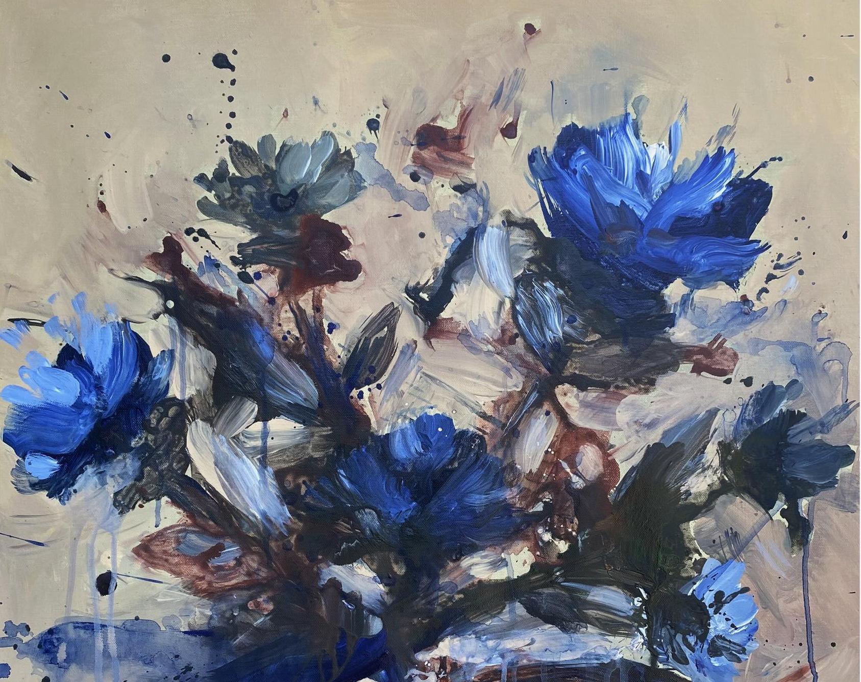 Jardín de primavera 2 Óleo sobre lienzo Abstracto floral Artista cubano  20