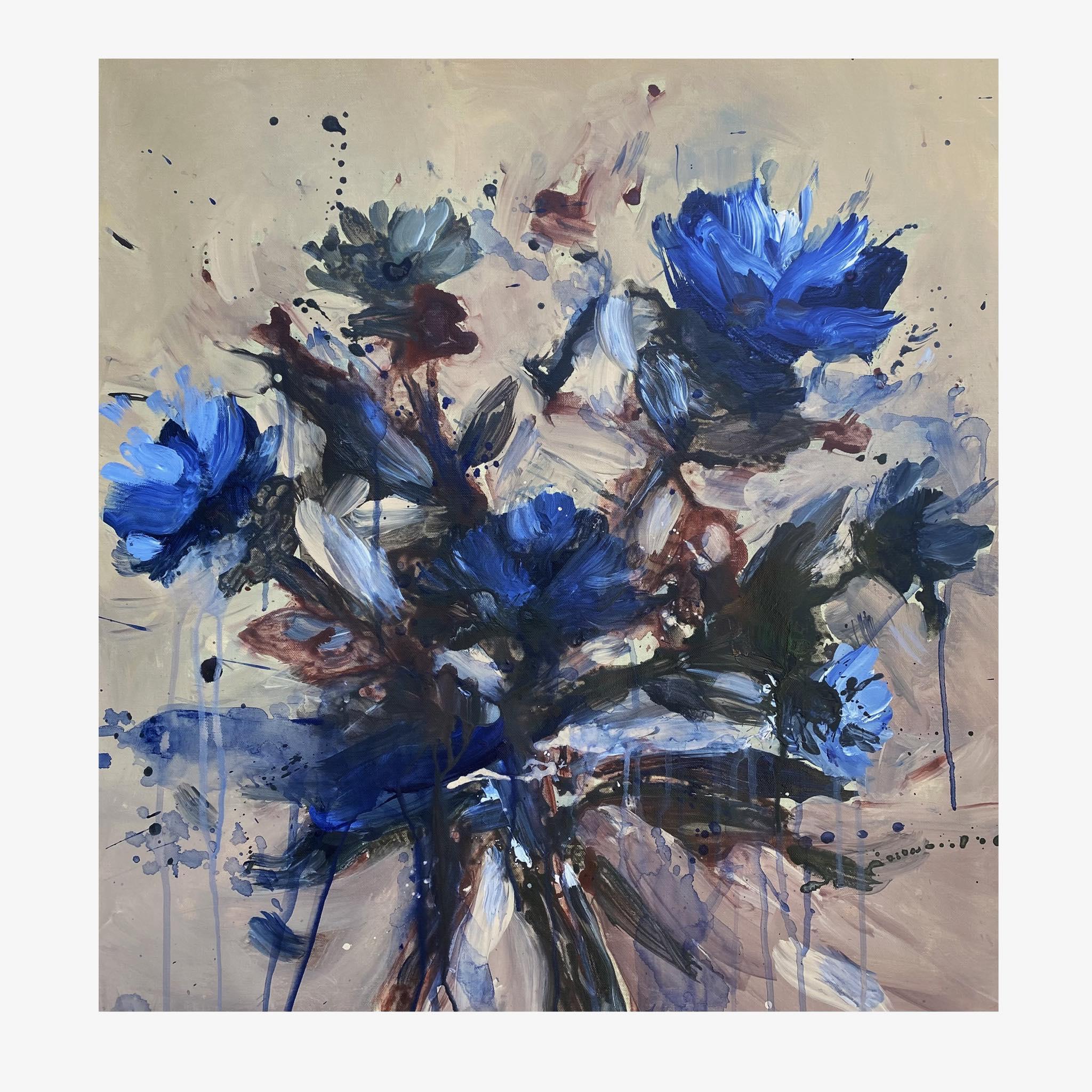 Spring Garden 2 Oil on Canvas Abstract Floral Cuban Artist 20"26" Balance