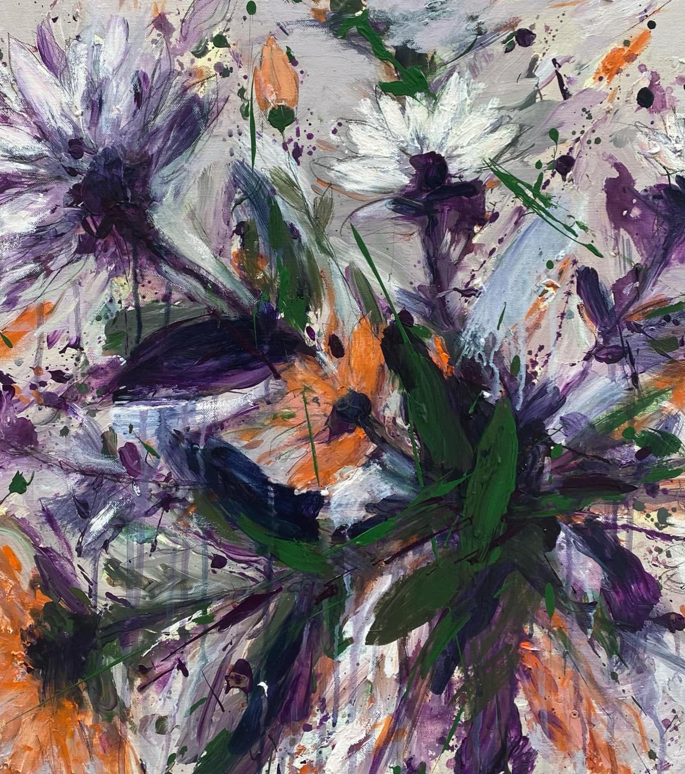 Jardín de primavera 3 Óleo sobre lienzo Abstracto floral Artista cubano  20