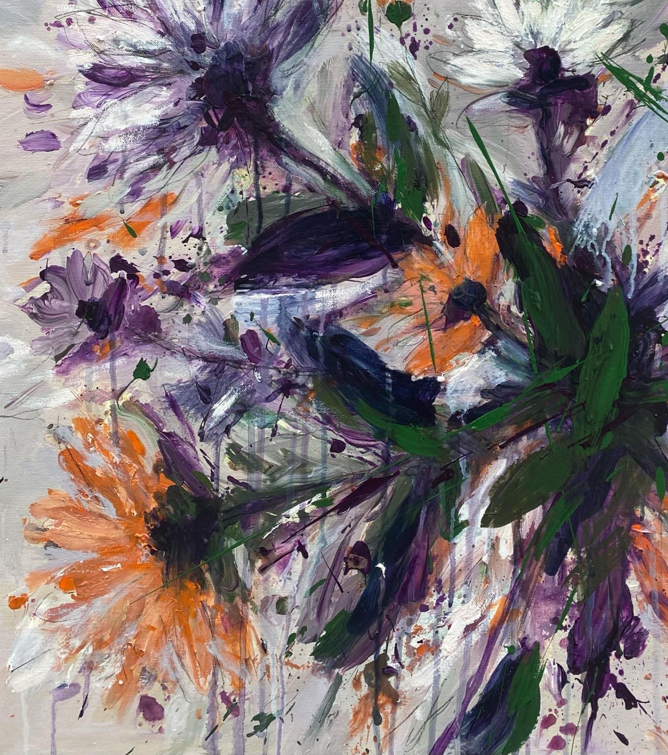 Jardín de primavera 3 Óleo sobre lienzo Abstracto floral Artista cubano  20