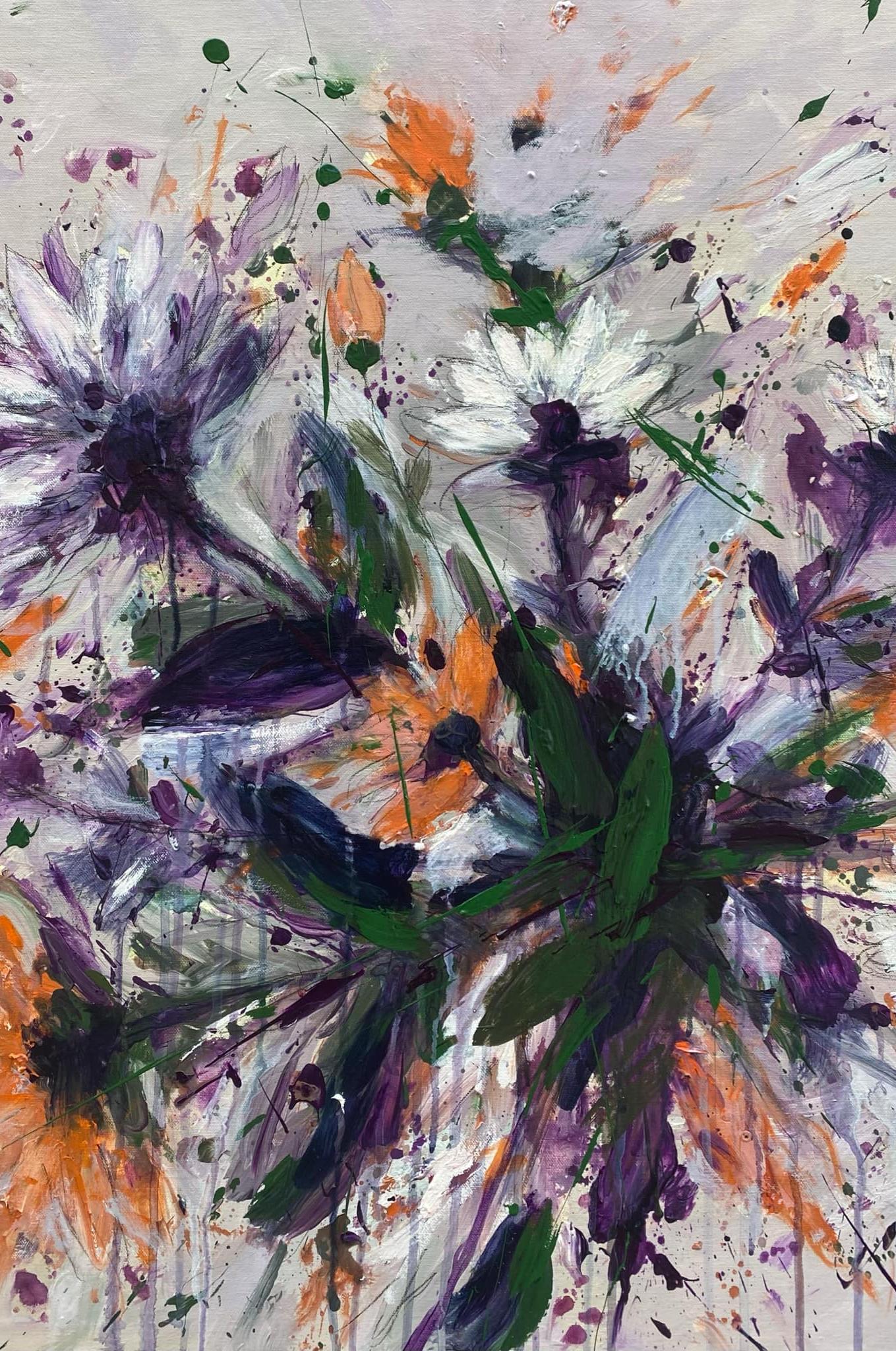 Jardín de primavera 3 Óleo sobre lienzo Abstracto floral Artista cubano  20