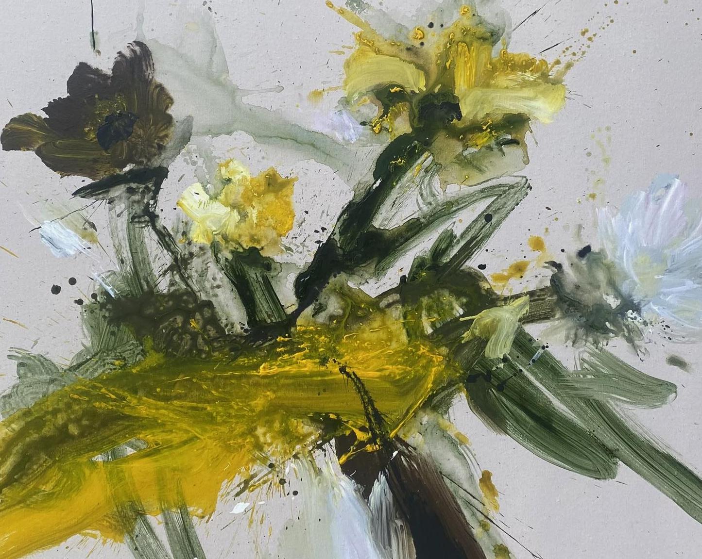 Jardín de primavera 4  Óleo sobre Lienzo Abstracto Floral Artista Cubano  40'x32