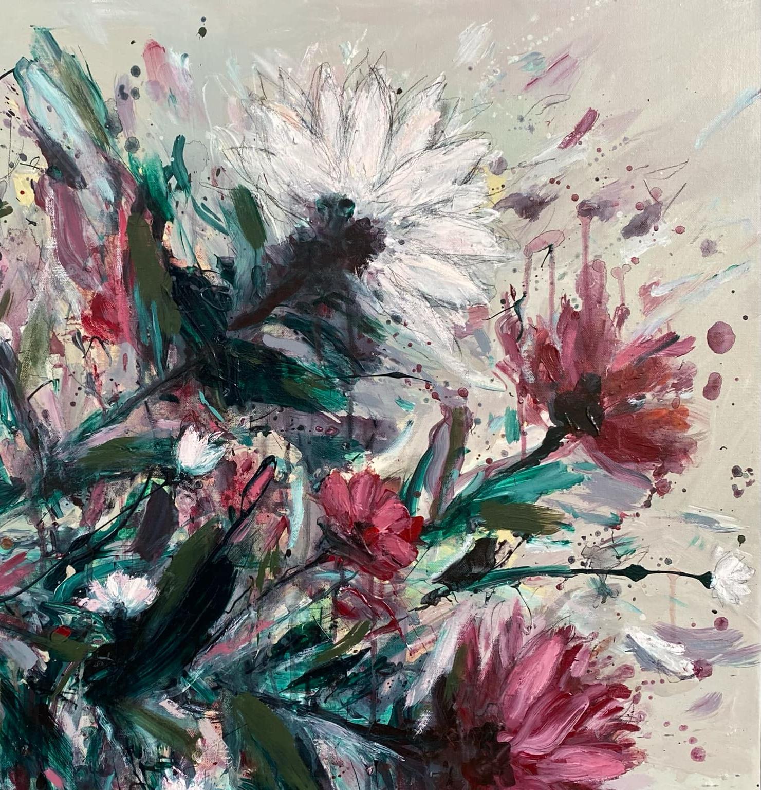 Mario González (MALLO)
 Jardín de primavera 5  Óleo sobre Lienzo Abstracto Floral Artista Cubano  26