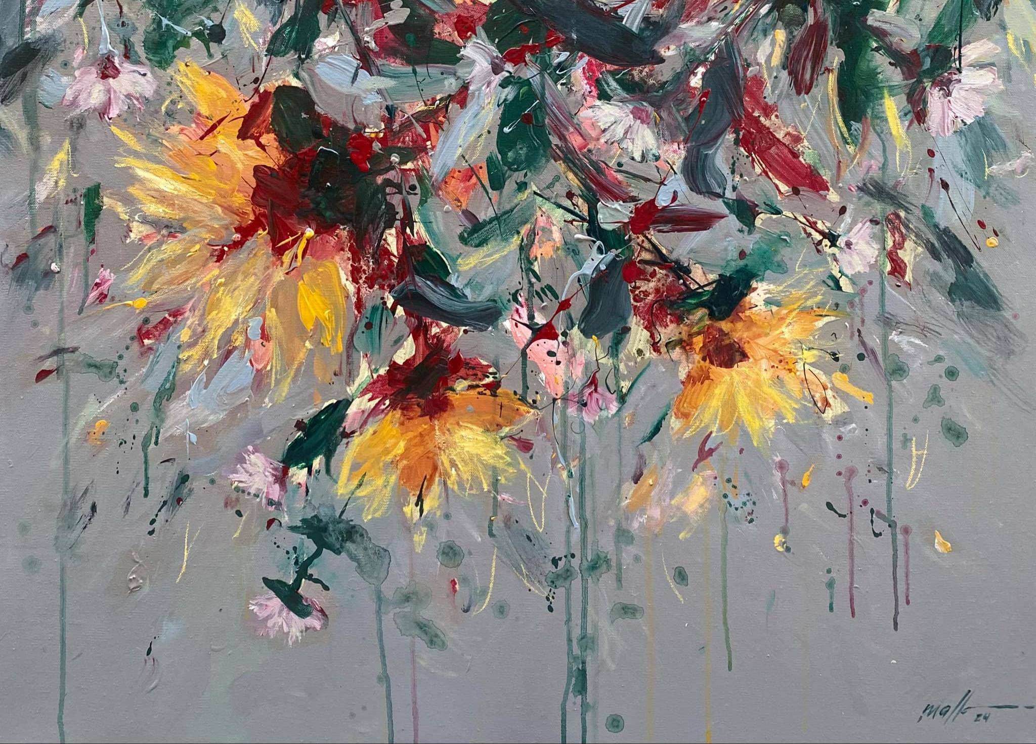 Mario González (Mallos)
 Giardino di Primavera 6 Olio su tela Astratto Floreale Artista Cubano 29