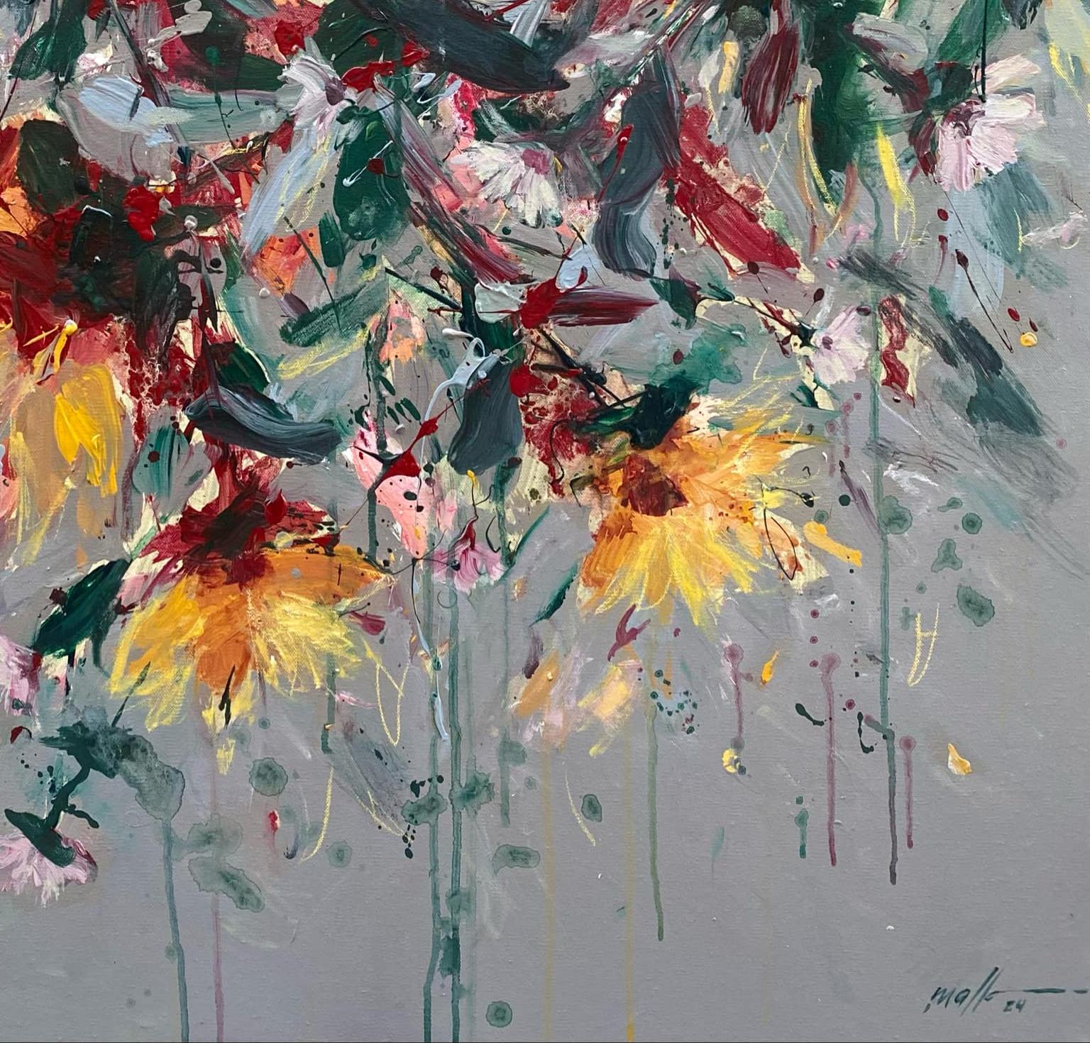 Giardino di Primavera 6 Olio su tela Astratto Floreale Artista Cubano 29