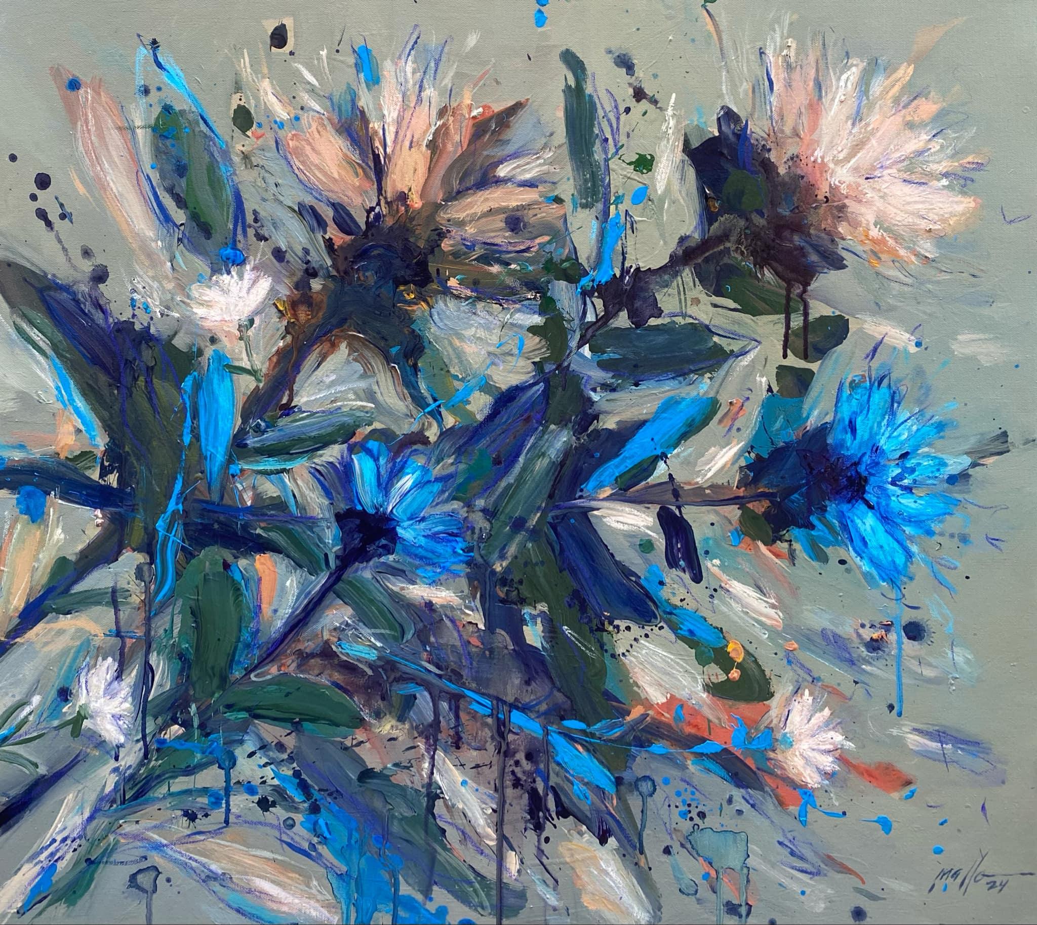 Giardino di Primavera 8 Olio su tela Astratto Floreale Artista Cubano  Bilanciamento 26