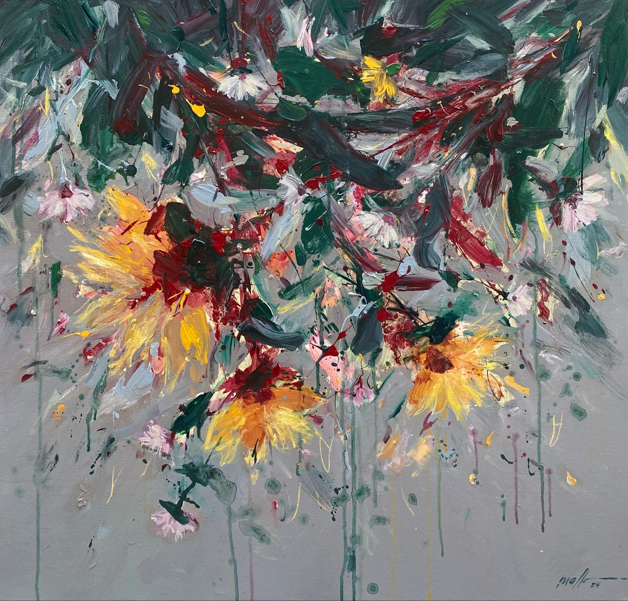 Giardino di Primavera 8 Olio su tela Astratto Floreale Artista Cubano  Bilanciamento 26