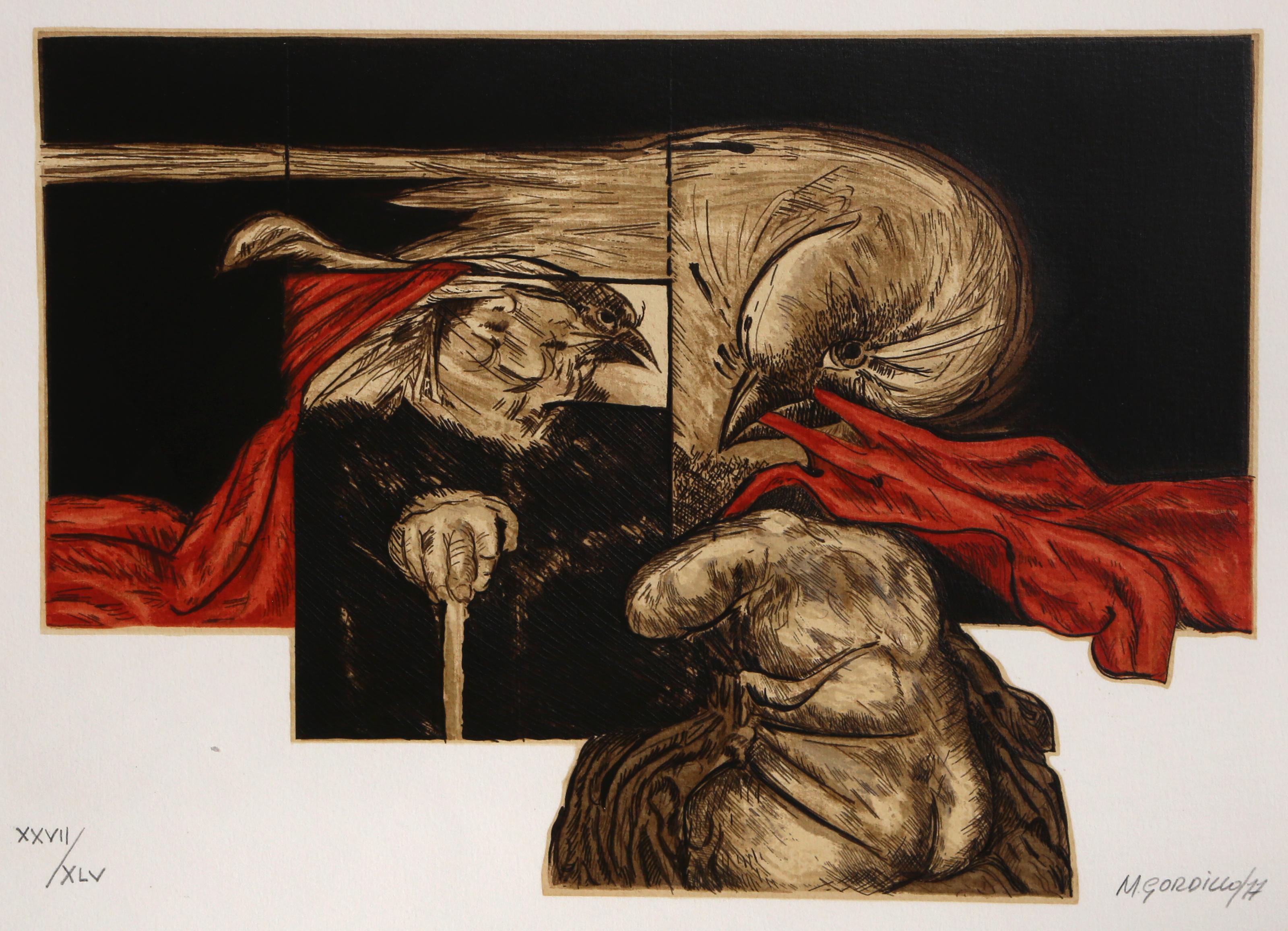 Sin Titulo, Signed Surrealist Screenprint by Mario Gordillo