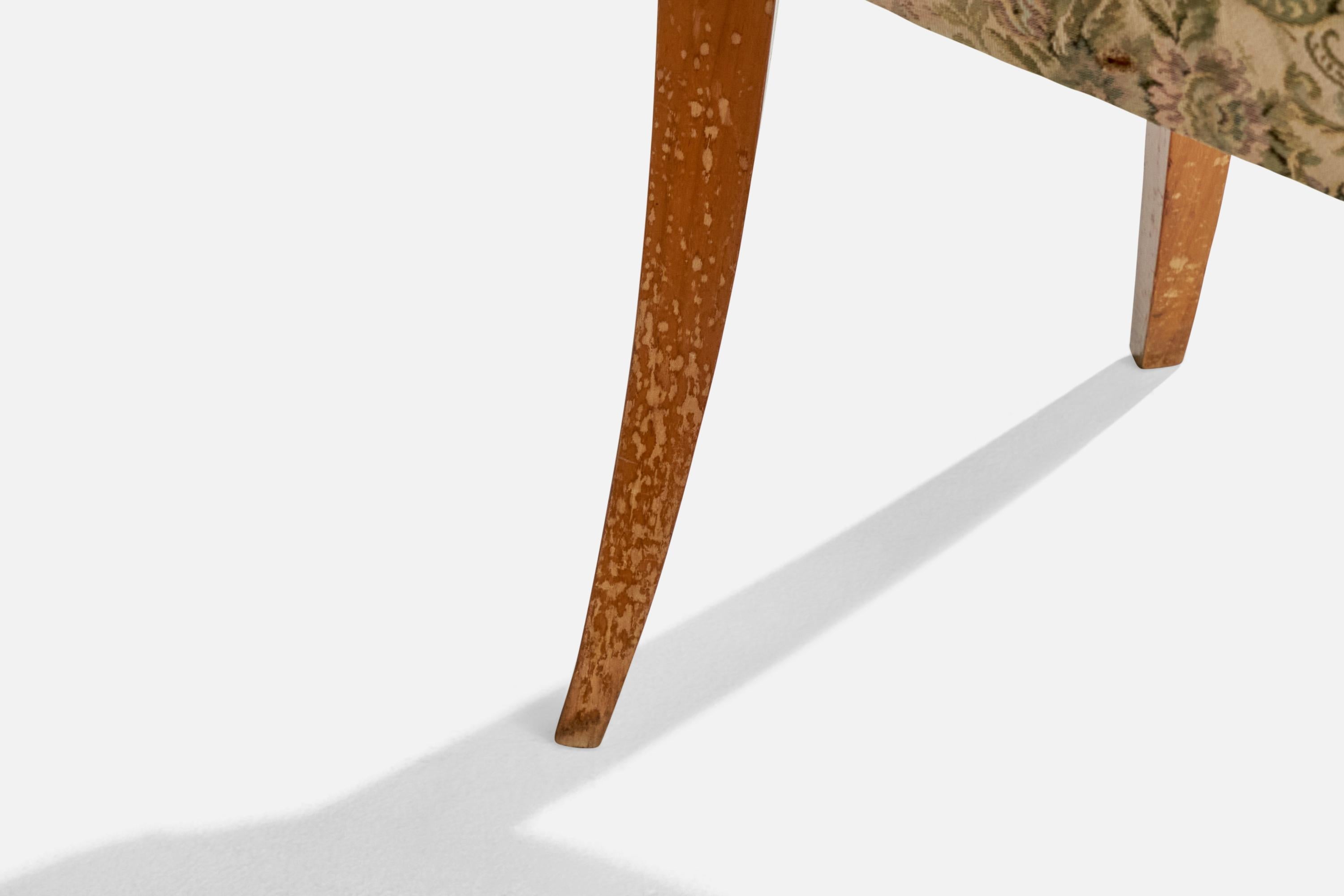 Mario Gottardi Attribution, Dining Chairs, Wood, Fabric, Italy, 1940s 5