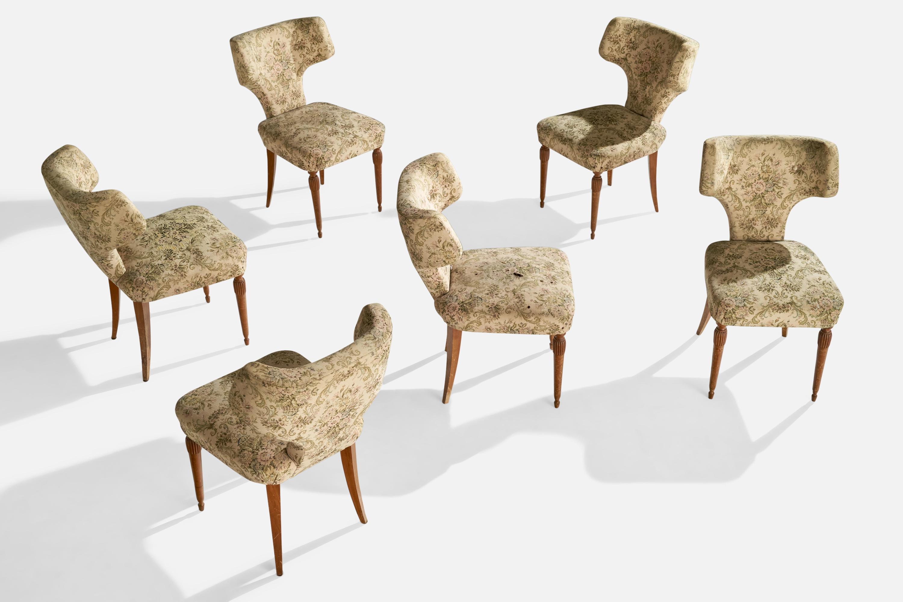 A set of six dining room chairs or side chairs attributed to Mario Gottardi, Italy, 1940s.

Seat height: 18.5