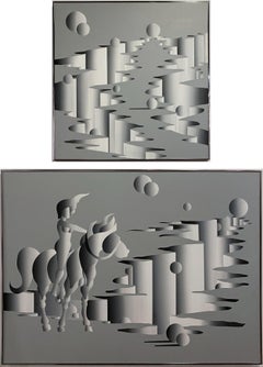 Mario Grimaldi American Contemporary Surrealist Abstract Large Oil on Canvas Pai