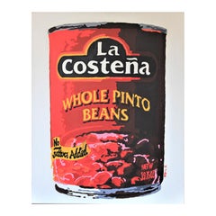 “Can of Beans” Red Toned Andy Warhol Inspired Contemporary Pop Art Painting