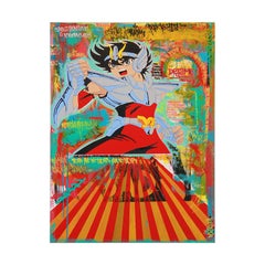 Peinture pop art contemporaine colorée Pegasus Seiya « Forza »