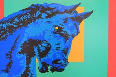 "Good Omen" Red, Green, Yellow Colorfield Contemporary Pop Art Horse Painting
