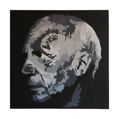 Grayscale Portrait of Pablo Picasso Contemporary Pop Art Painting