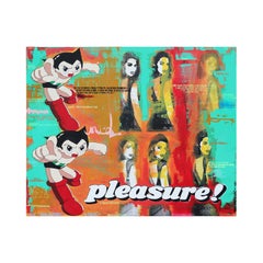 "Hedonista" Teal and Red Toned Kendall Jenner and Astro Boy Pop Art Painting