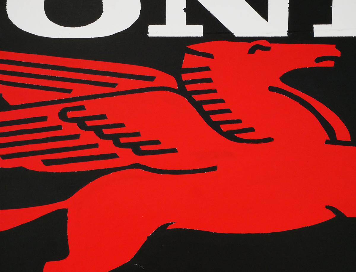 Zeitgenössisches Pop-Art-Logo-Gemälde mit rotem, schwarzem und gelbem Rotschliff im Angebot 6