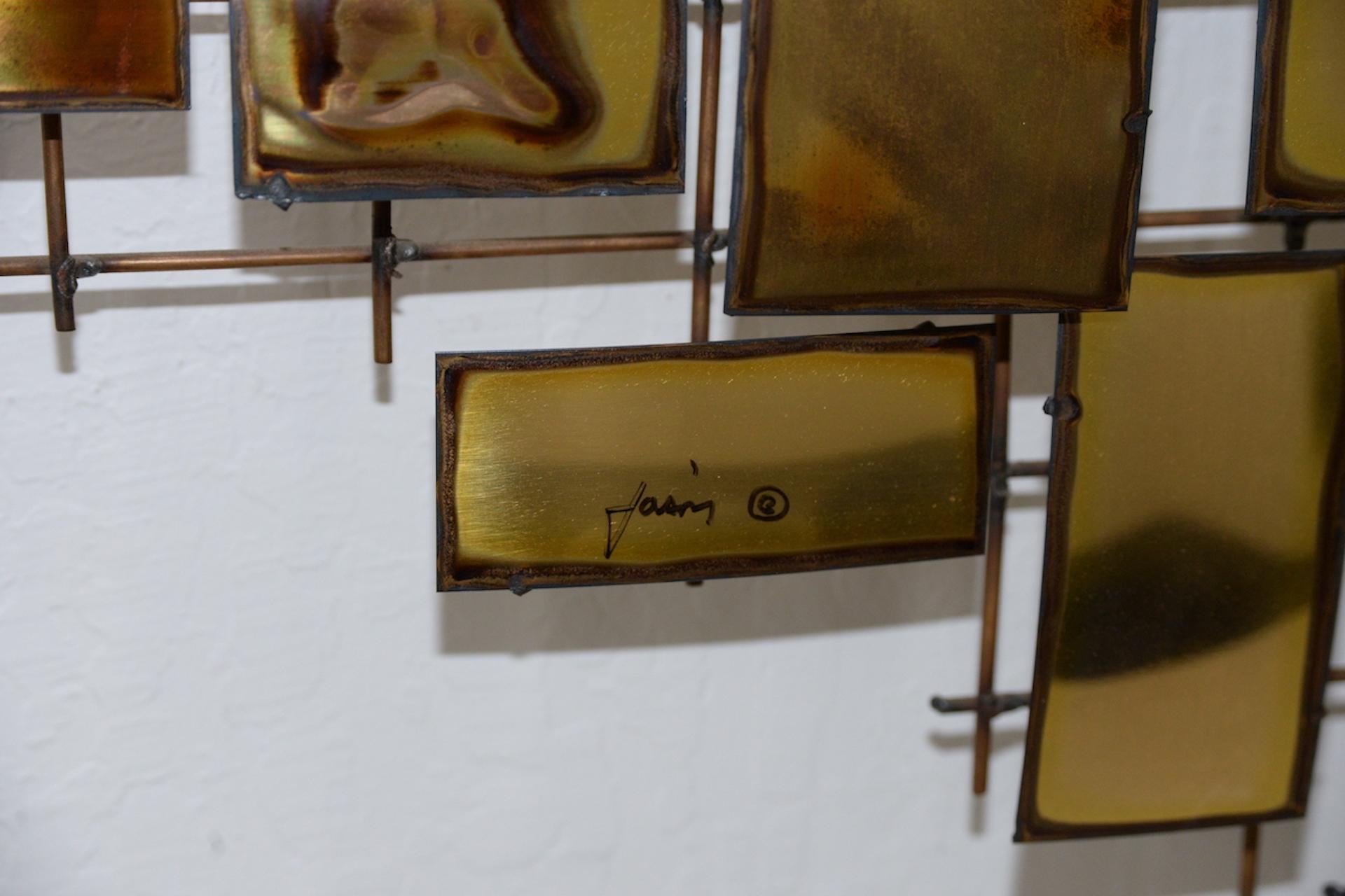 American Mario Jason Mid-Century Modern Brass Wall Sculpture, circa 1970s