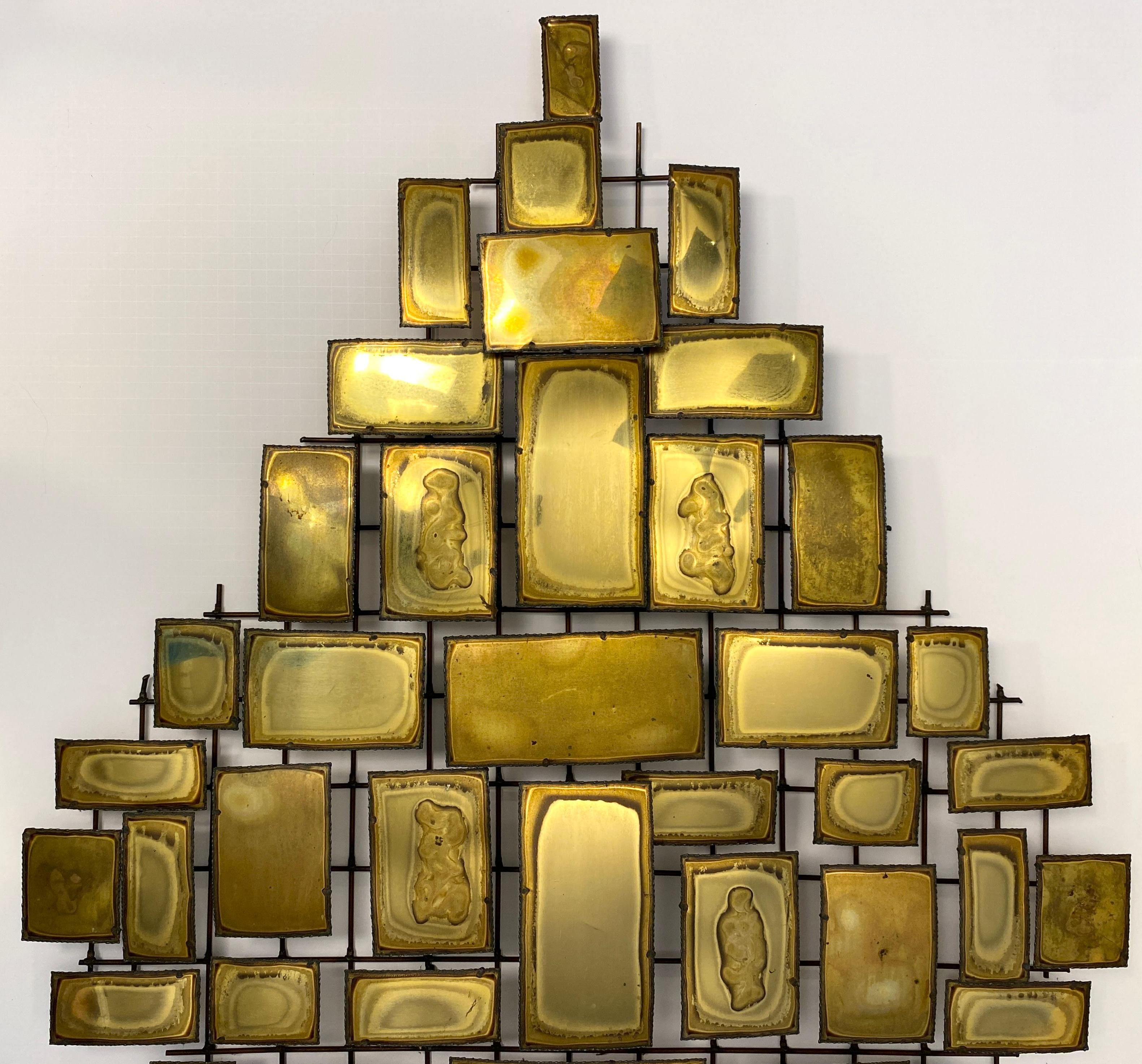 American Mario Jason Mid-Century Modern Brass Wall Sculpture, circa 1970s