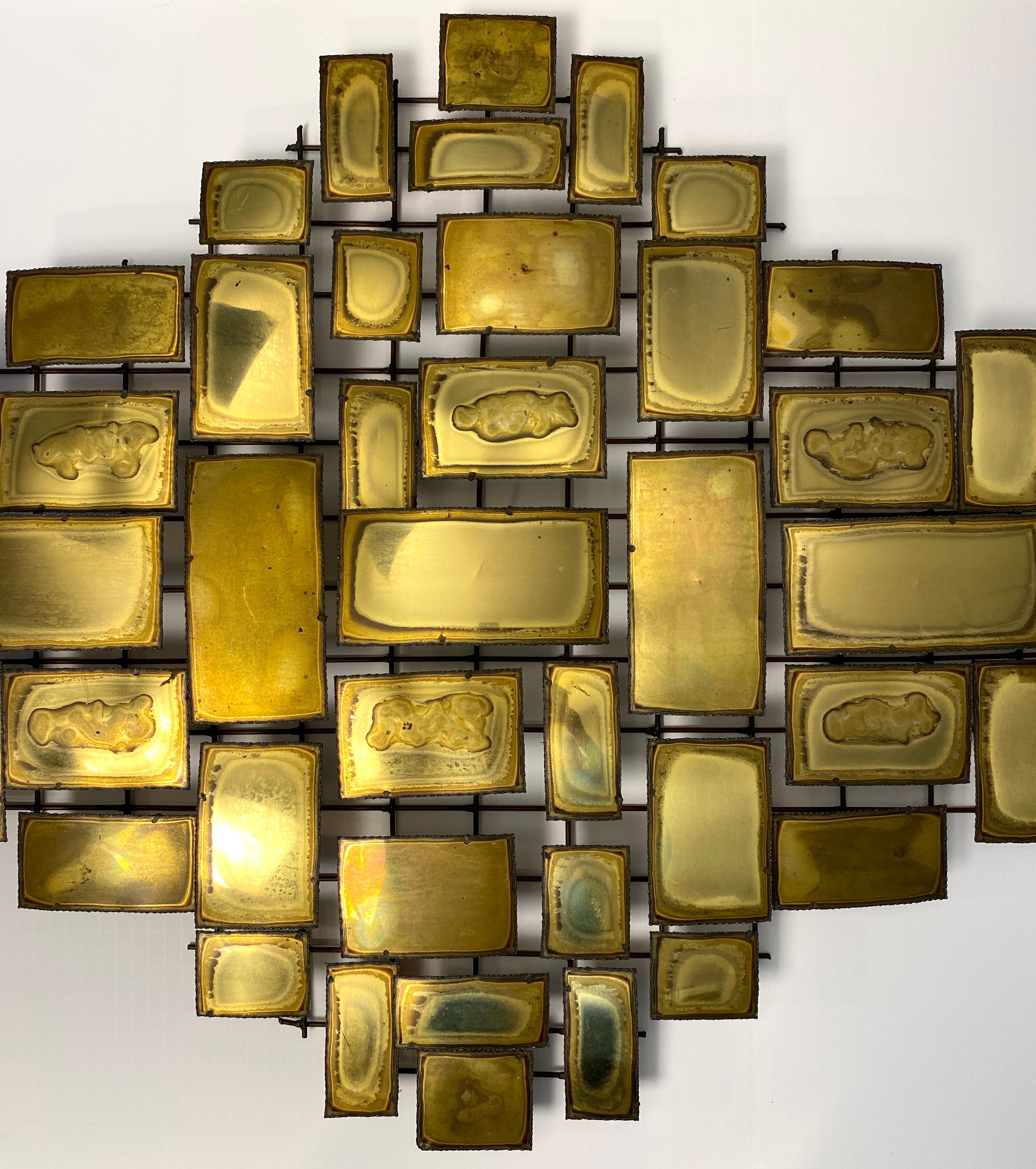 Mario Jason Mid-Century Modern Brass Wall Sculpture, circa 1970s In Good Condition In Miami, FL