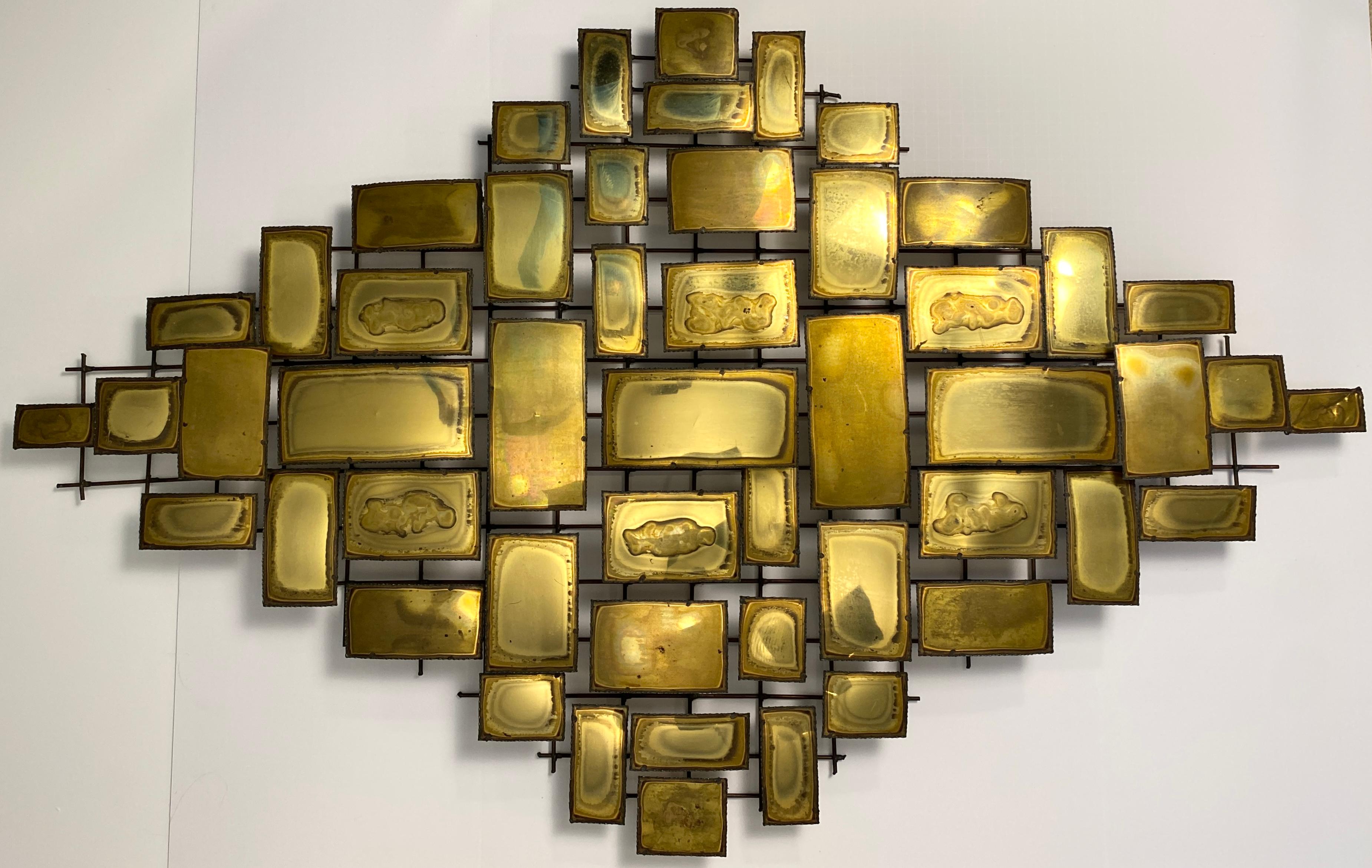 20th Century Mario Jason Mid-Century Modern Brass Wall Sculpture, circa 1970s