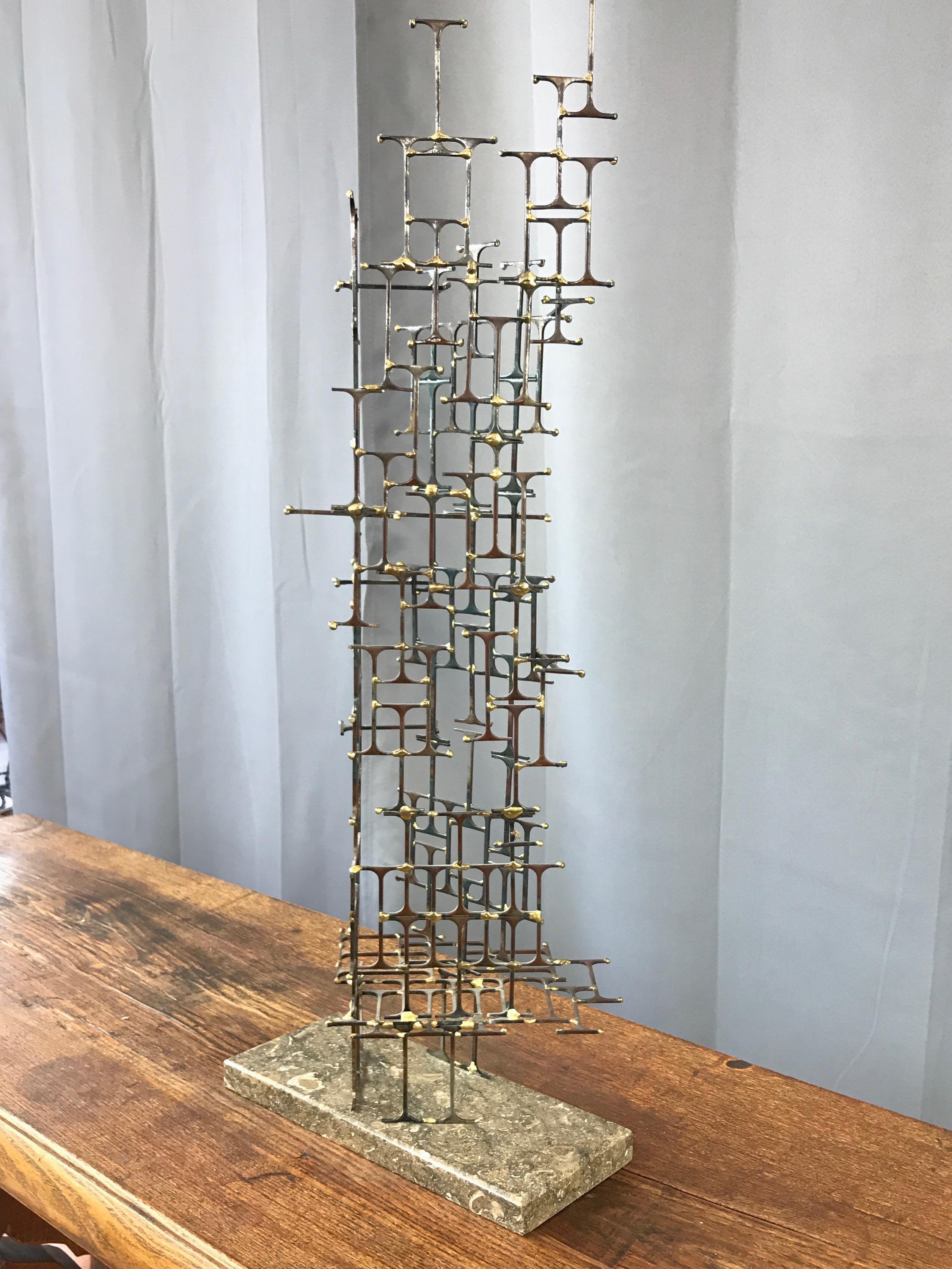 American Mario Jason Towering Brutalist Abstract Sculpture, Signed and Dated