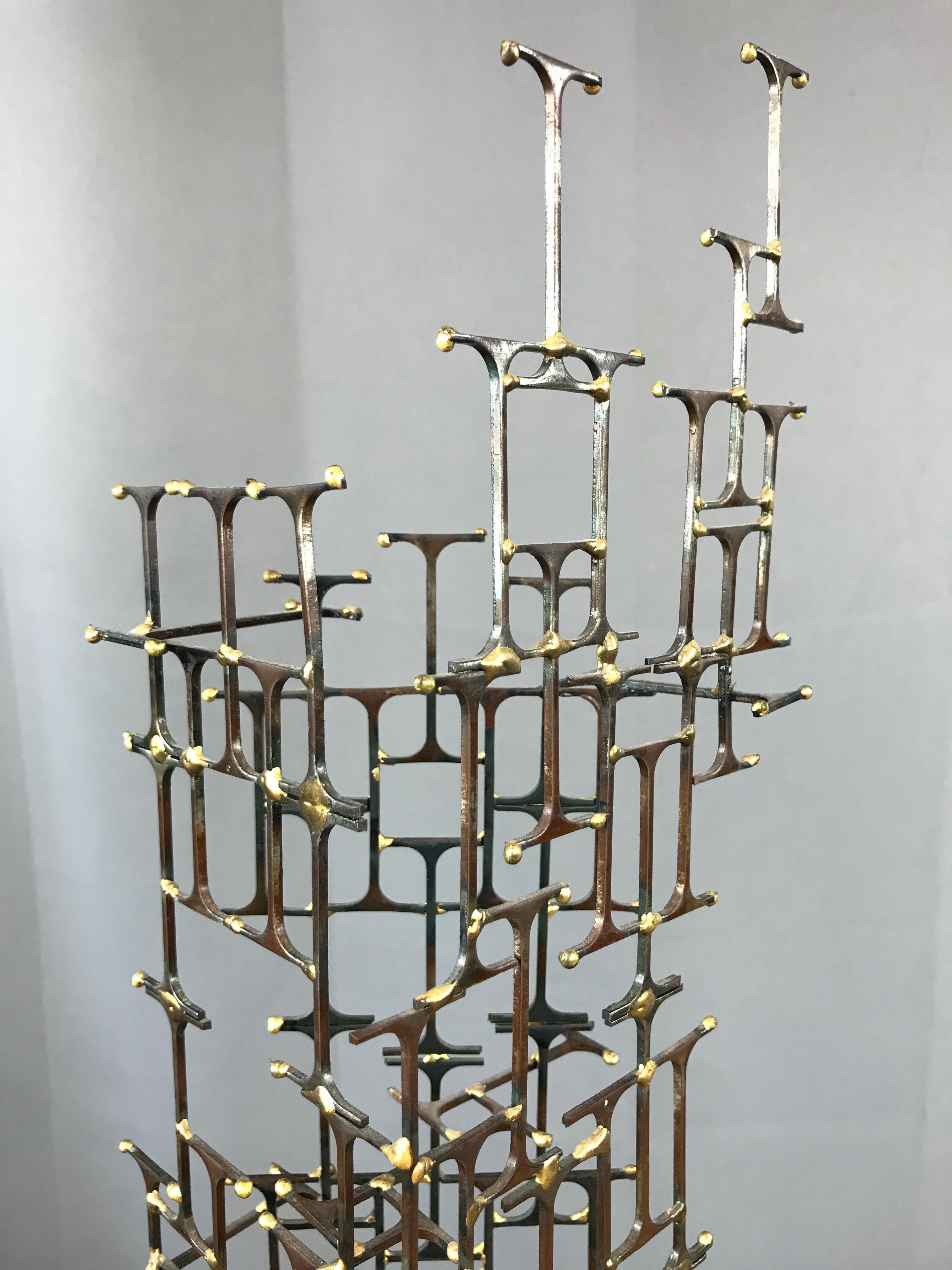 Brass Mario Jason Towering Brutalist Abstract Sculpture, Signed and Dated