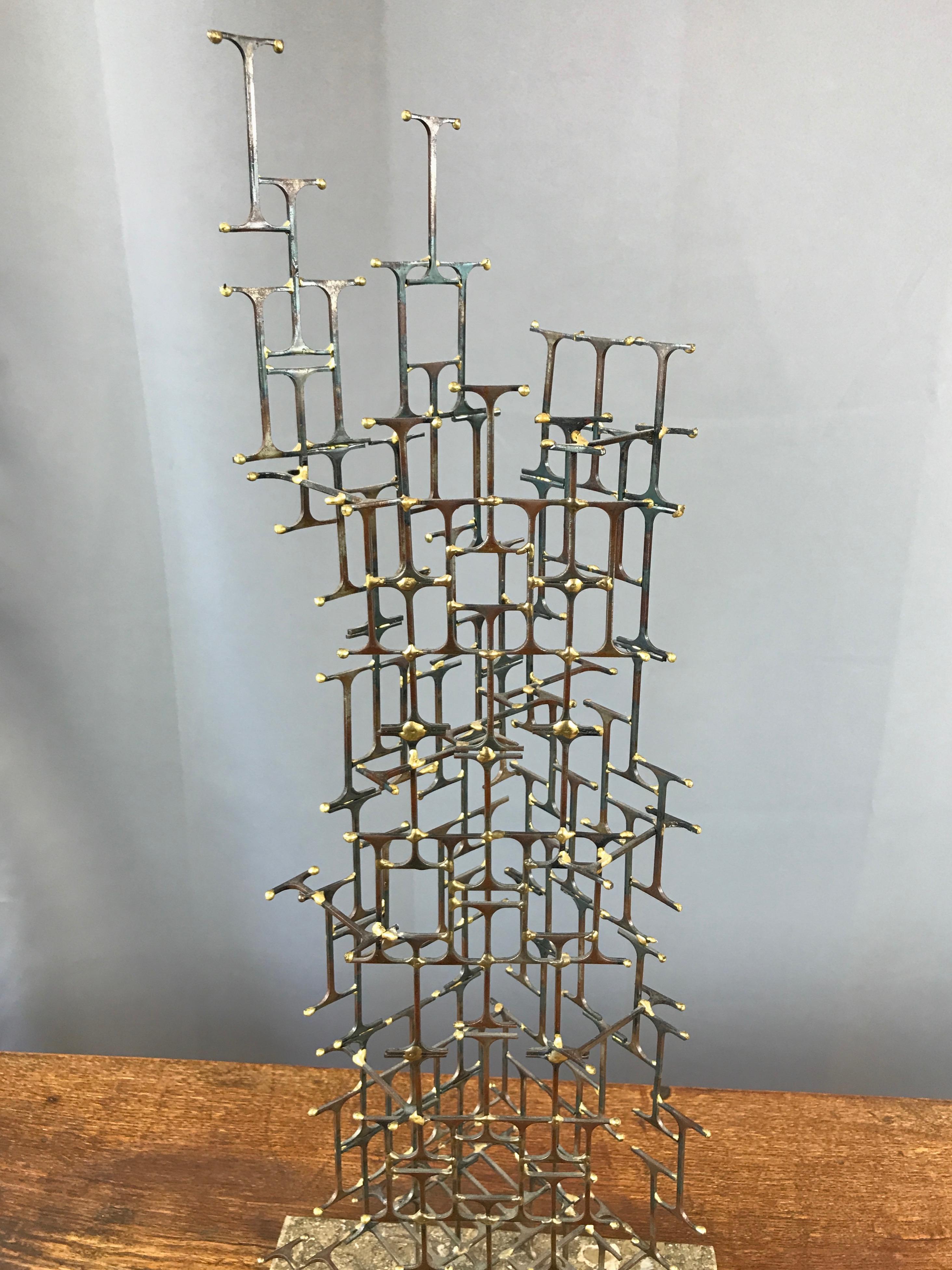 Mario Jason Towering Brutalist Abstract Sculpture, Signed and Dated 1