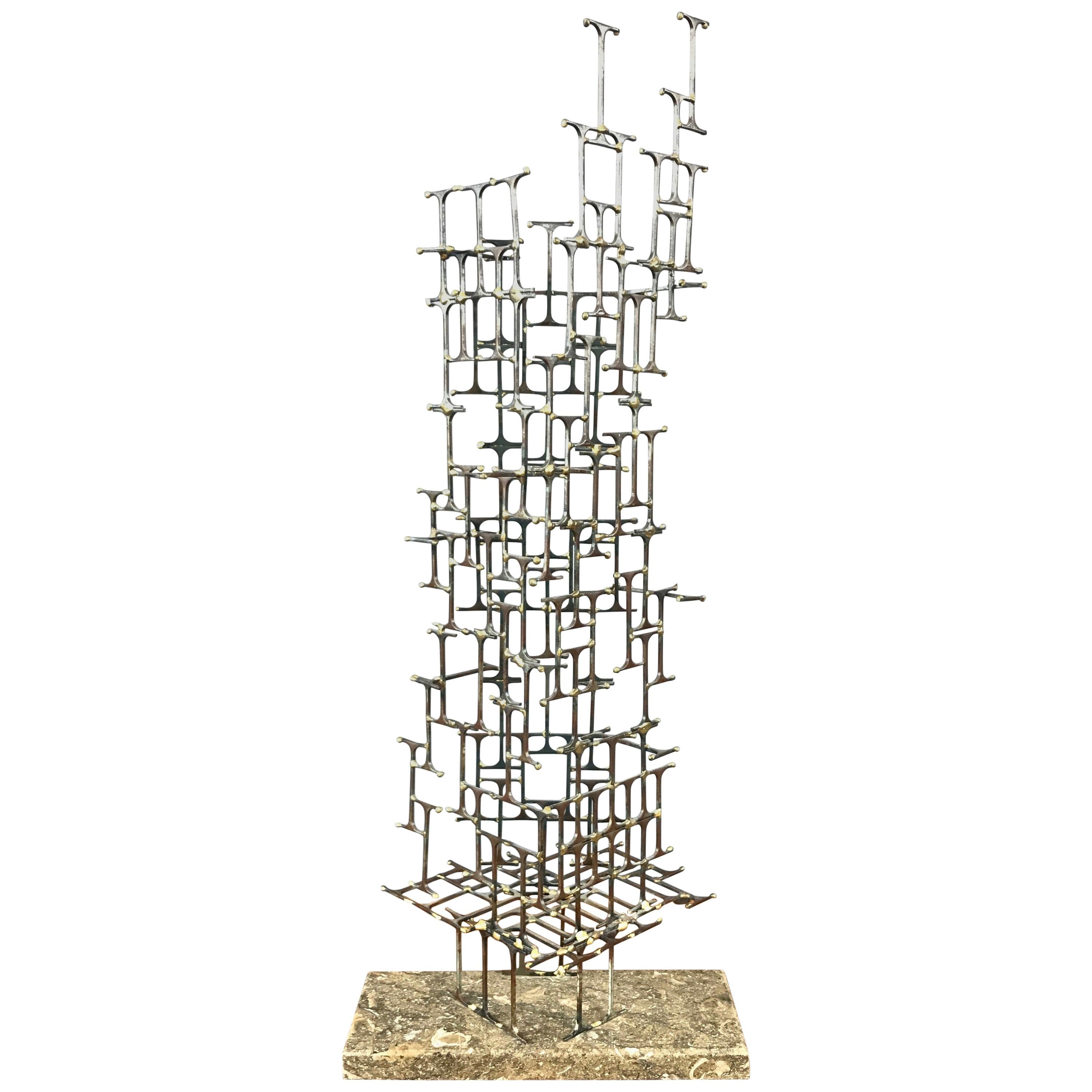 Mario Jason Towering Brutalist Abstract Sculpture, Signed and Dated