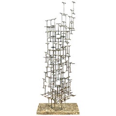 Mario Jason Towering Brutalist Abstract Sculpture, Signed and Dated