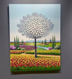 Jung, "Colors of the Wind" 48x36 Textured Colorful Tree Landscape Oil Painting