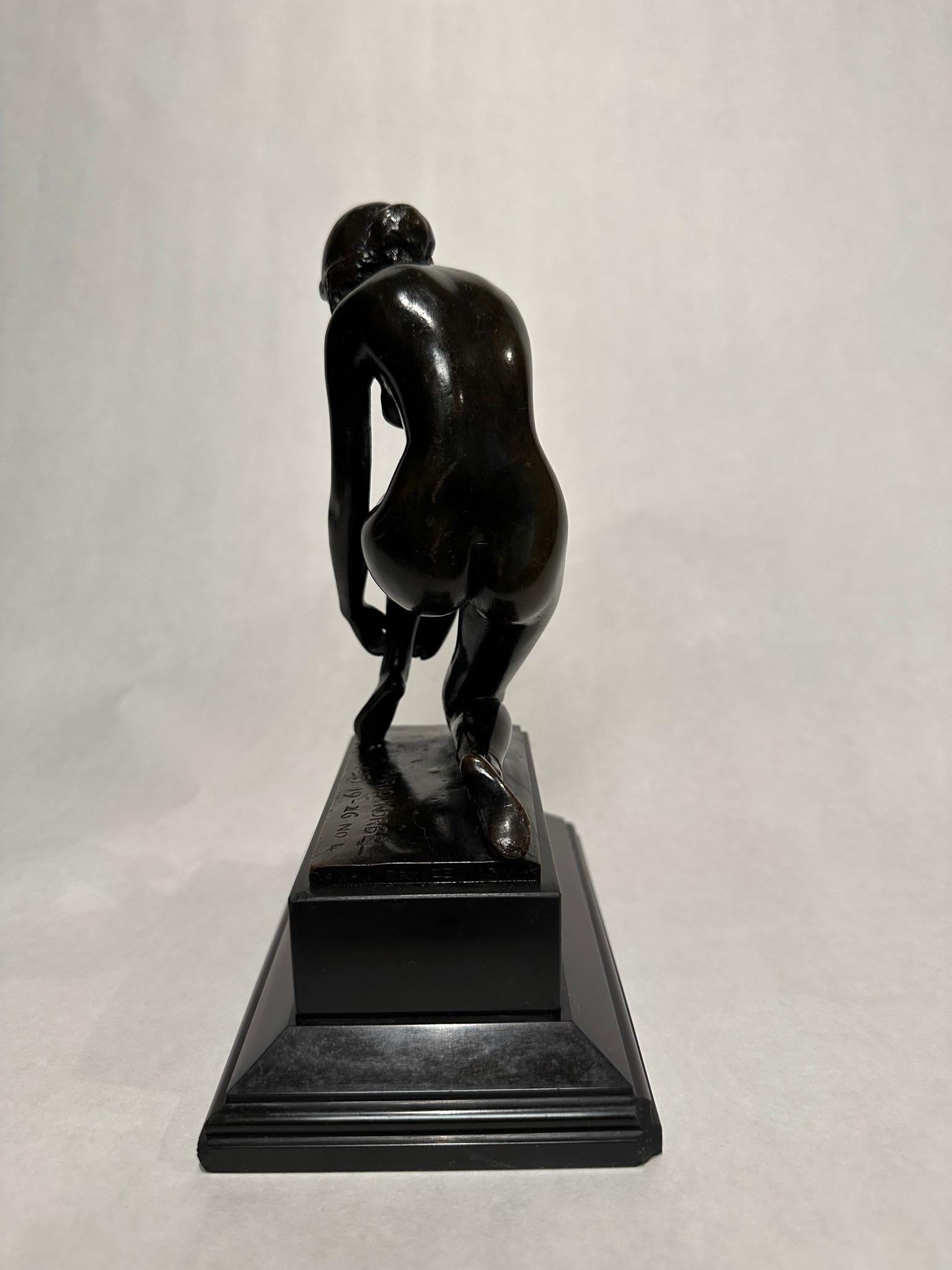 Kneeling Female Nude, Bronze By Mario Korbel For Sale 4