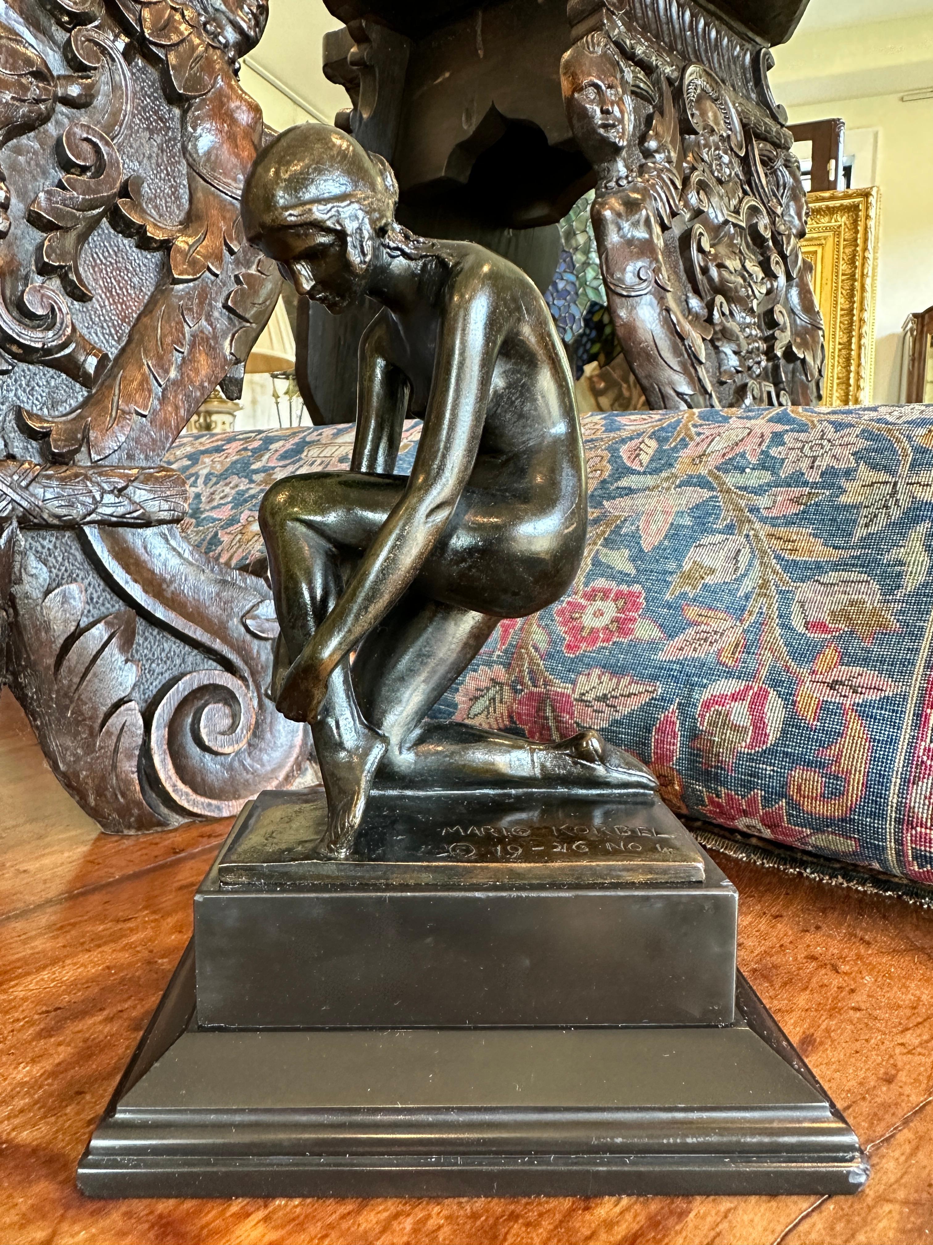 Kneeling Female Nude, Bronze By Mario Korbel For Sale 6