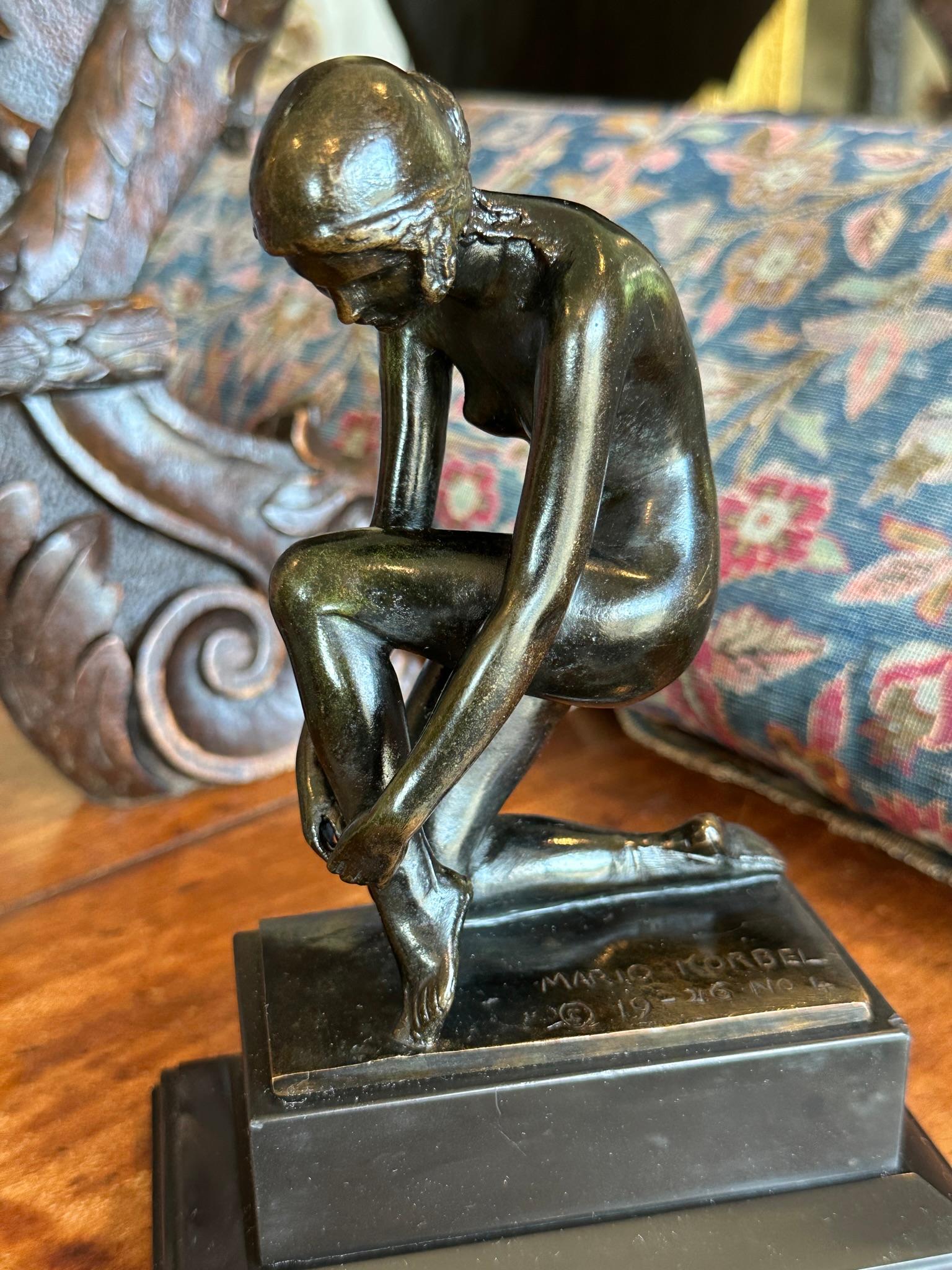 Kneeling Female Nude, Bronze By Mario Korbel For Sale 7