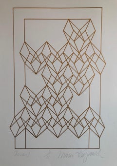 Latin American "Chevron" Abstract Geometric Metallic Silkscreen Screenprint