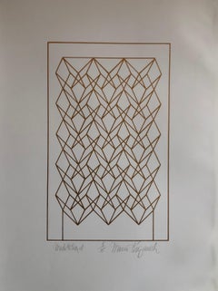 Latin American "Meditation" Abstract Geometric Metallic Silkscreen Screenprint