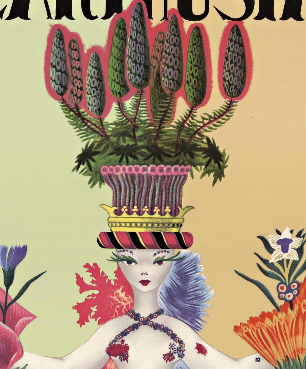 Poster vintage originale del profumo Carthusia Capri (Italia).    Artista:  Mario Laboccetta.   